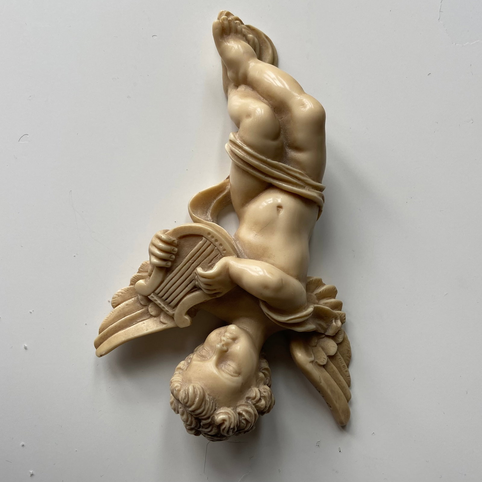 Antique Victorian Celluloid Angel playing harp Figurine - 5