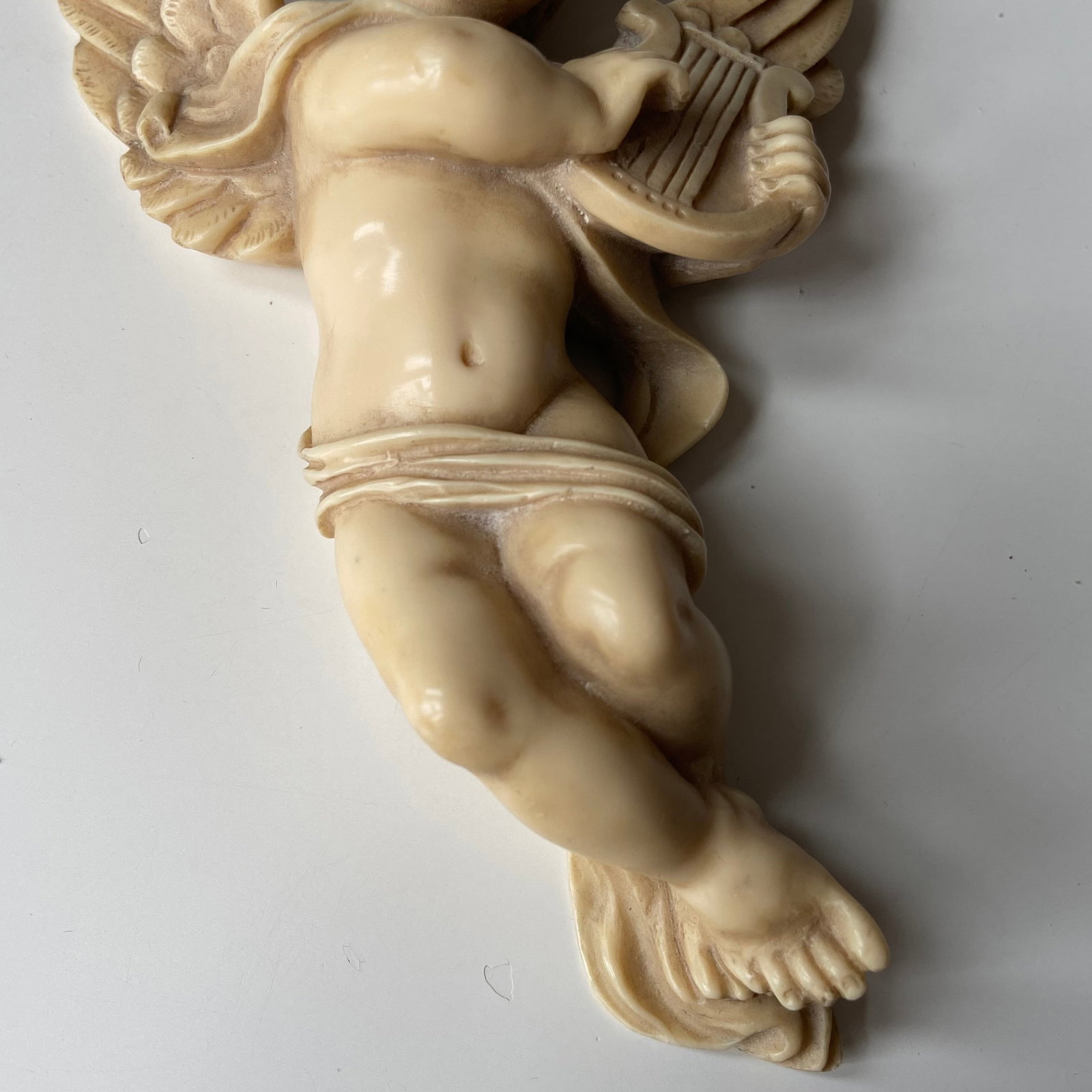 Antique Victorian Celluloid Angel playing harp Figurine - 7