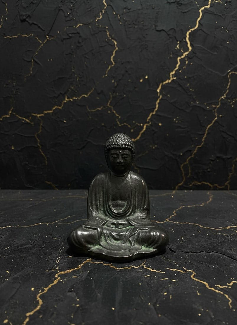 Antique Metal Buddha Figurine Rare Vintage Collectible Statue Excellent - 3