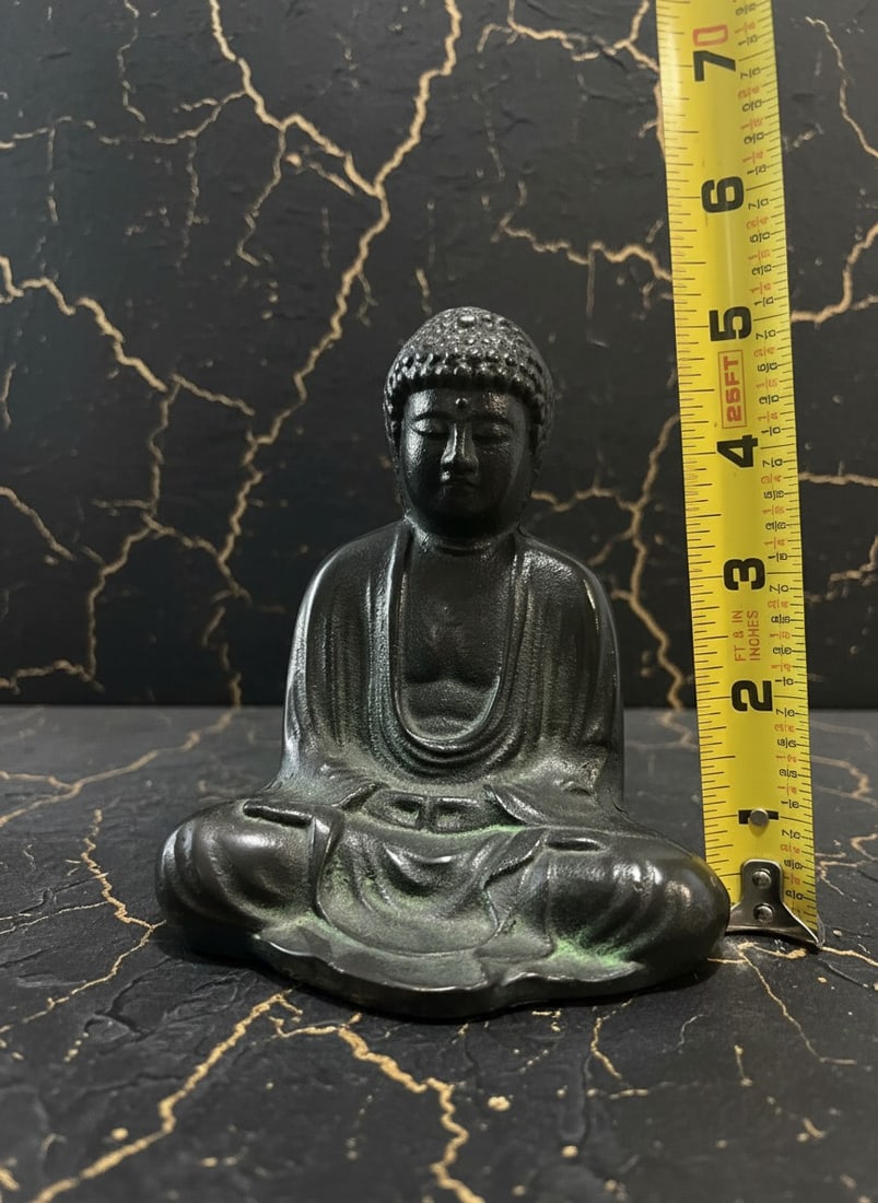 Antique Metal Buddha Figurine Rare Vintage Collectible Statue Excellent - 4