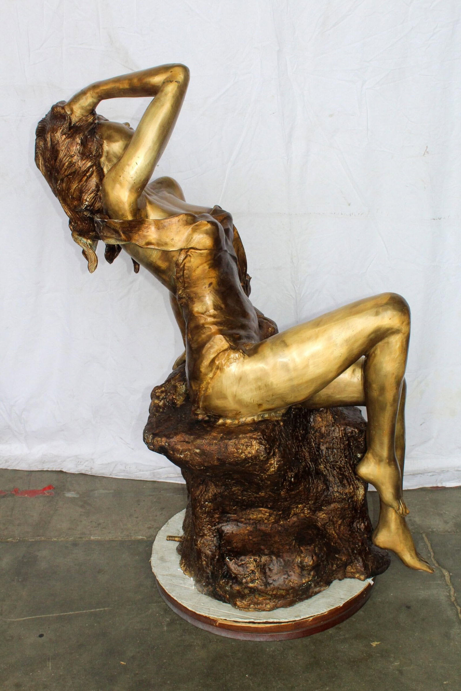 Bronze Outdoor Fountain of a Woman Relaxing on Rocks 49" x 39" x 50"H - 7