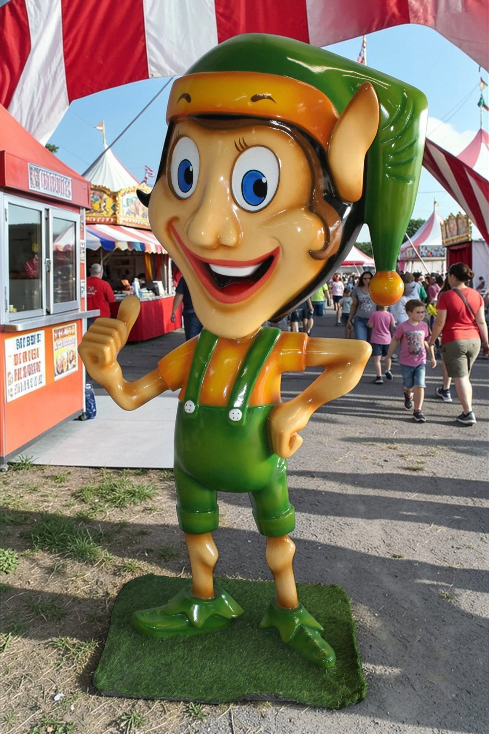Fiberglass Clown Green hat Statue, Big Top Charm for Your Space 35" x 22" x 70"H - 2