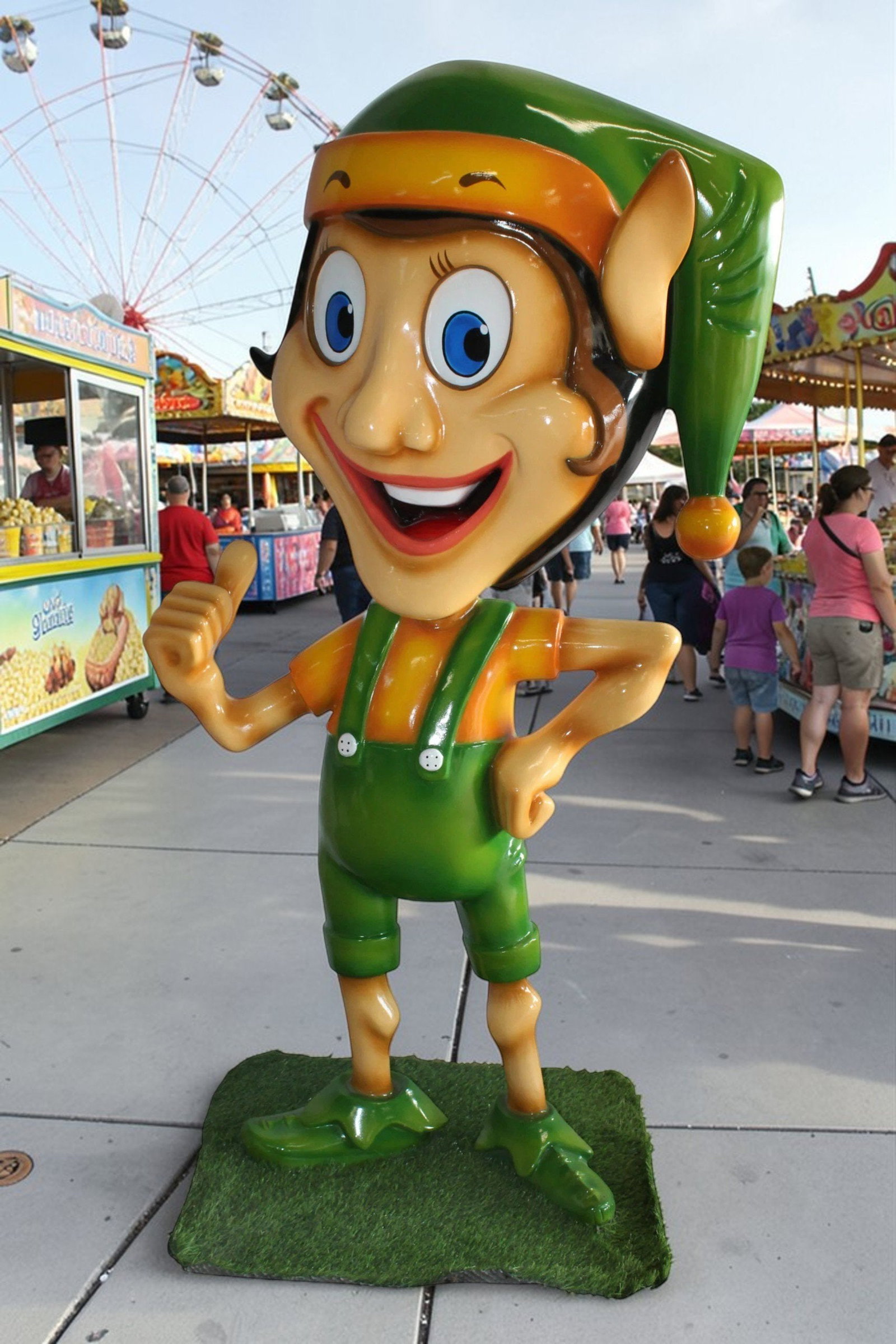 Fiberglass Clown Green hat Statue, Big Top Charm for Your Space 35" x 22" x 70"H - 3