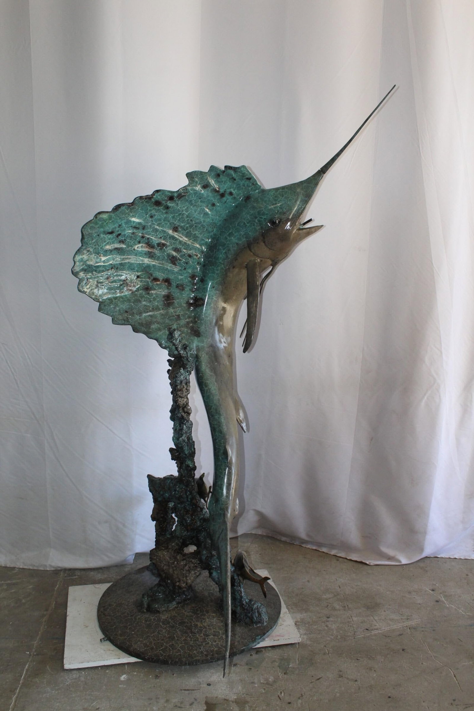 Lifesize Bronze Sailfish Bronze Statue Capturing Ocean Majesty 55" x 43" x 78"H - 4