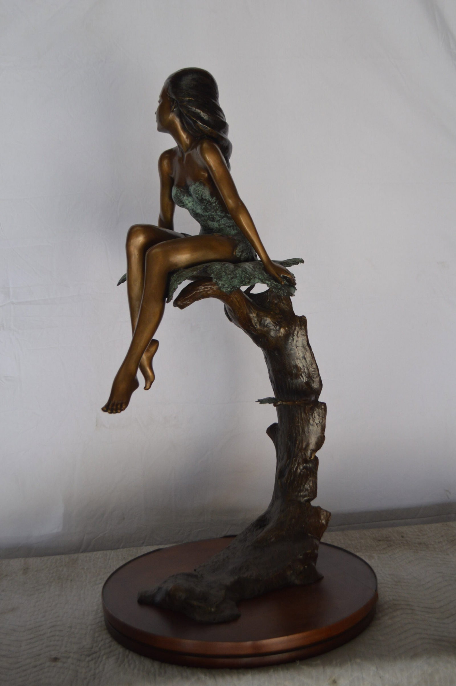 Girl on Maple Leaf Bronze Statue - Size: 23"L x 18"W x 44"H. - 7