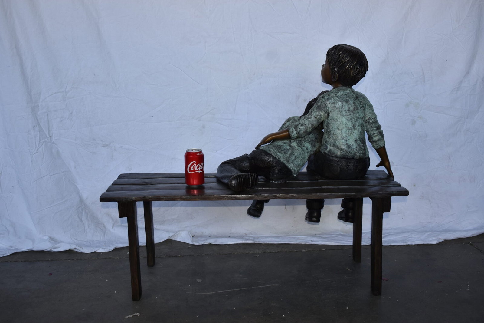 Brother and Sister on A Bench Enjoying Outdoors Bronze Statue 18" x 39" x 33"H - 6