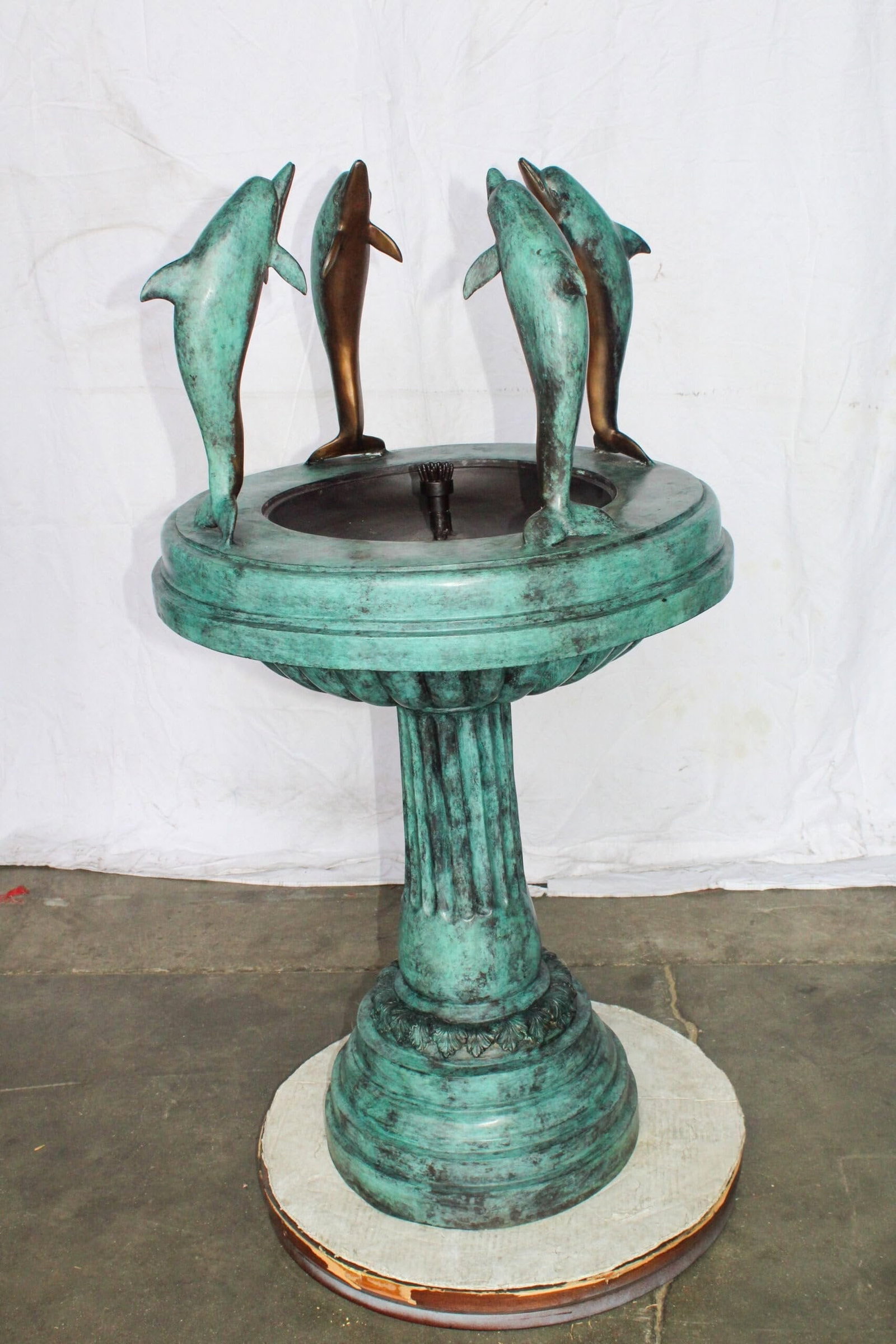 Three Dolphins Bronze Fountain Green Patina Finish 26" x 26" x 47"H - 7