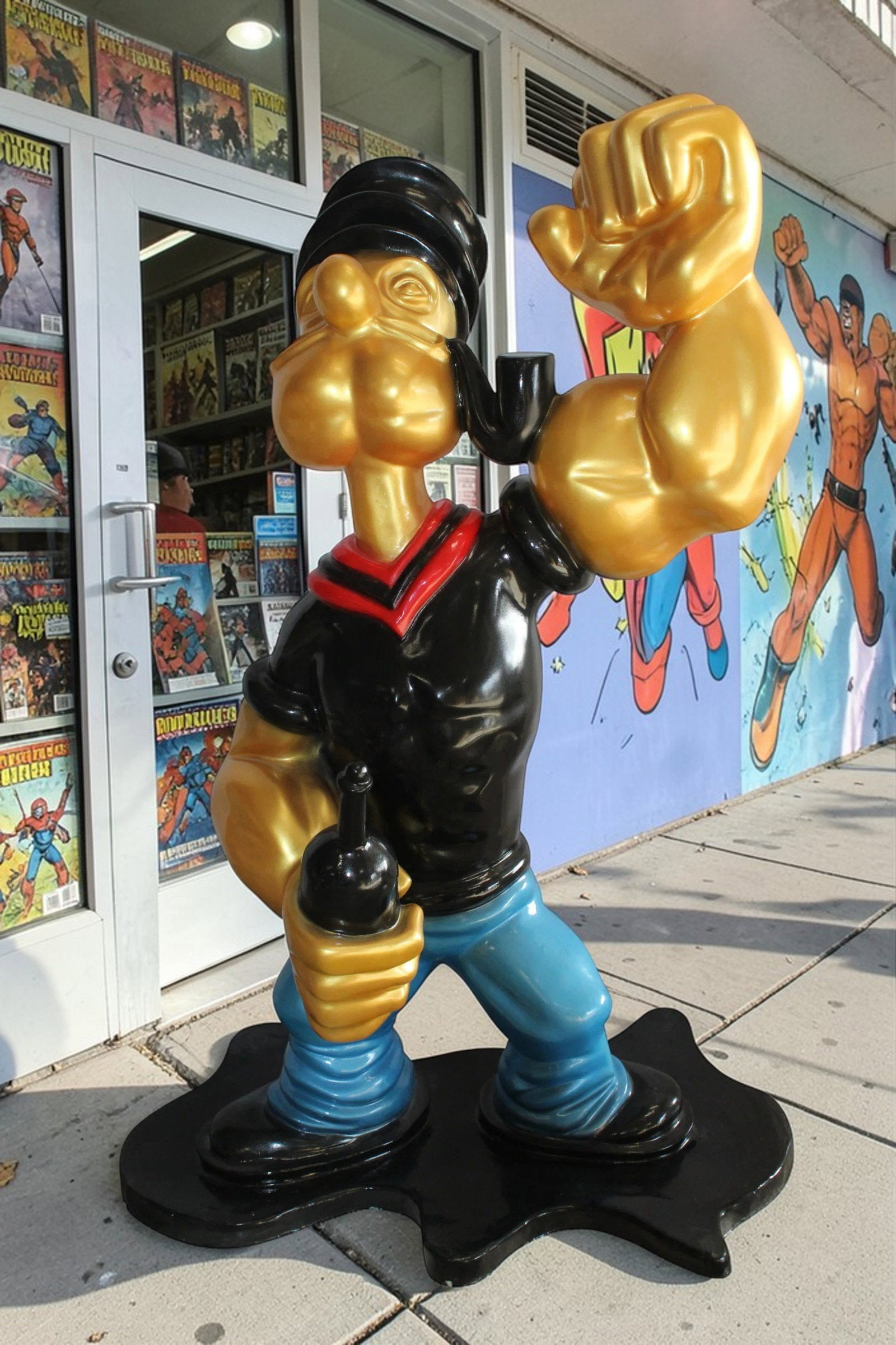 Fiberglass Poppey Statue, Iconic and Majestic in Black Shirt 40" x 24" x 60"H - 3