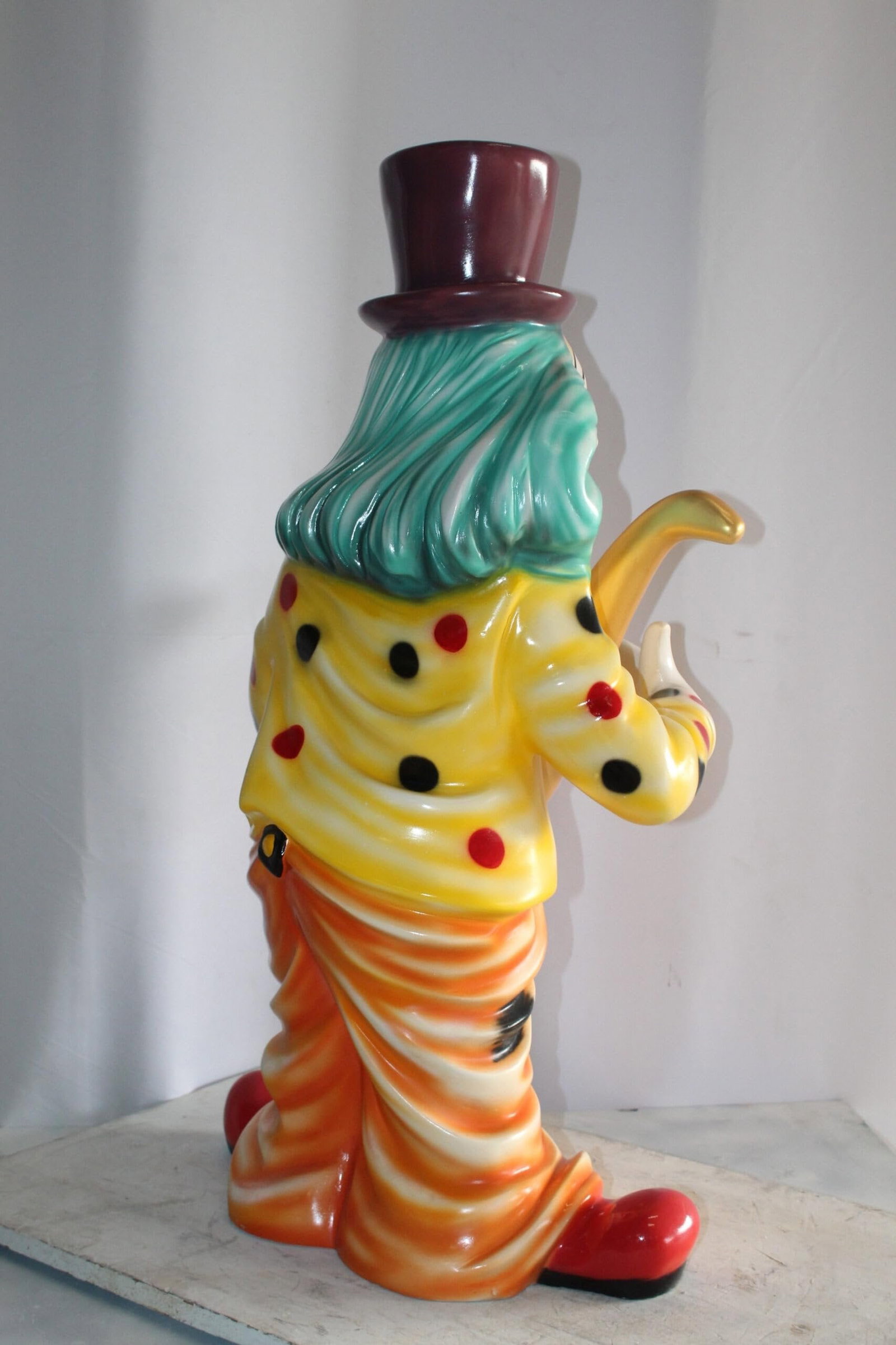 Whimsical Clown Fiberglass Statue, Jazzing Up with Saxophone 19" x 18" x 36"H - 7