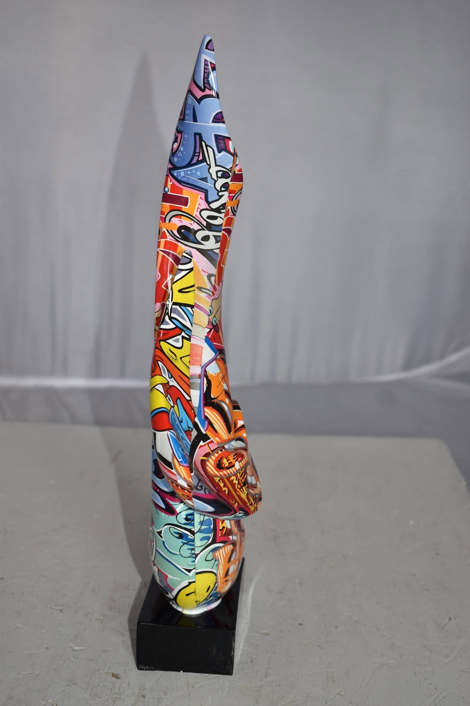 Modern Art Abstract of Fire Painted Graffiti Style Resin Statue 6" x 3" x 16"H - 7