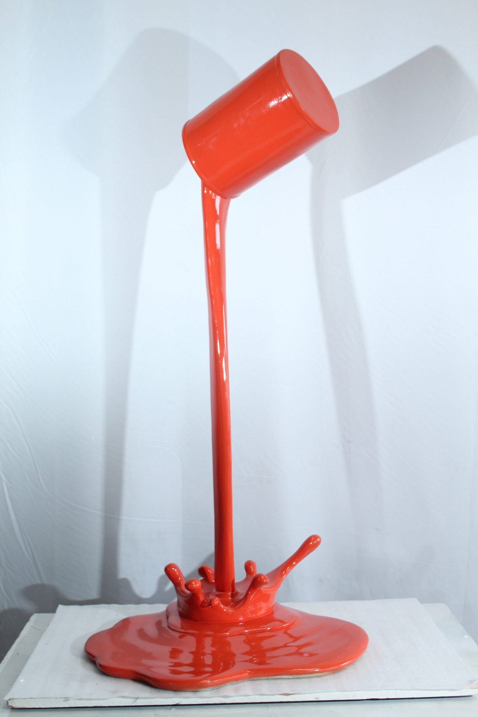 Orange Pouring Paint Can Resin Sculpture – Bold Contemporary Art Decor for Home, Office & Gallery - 2