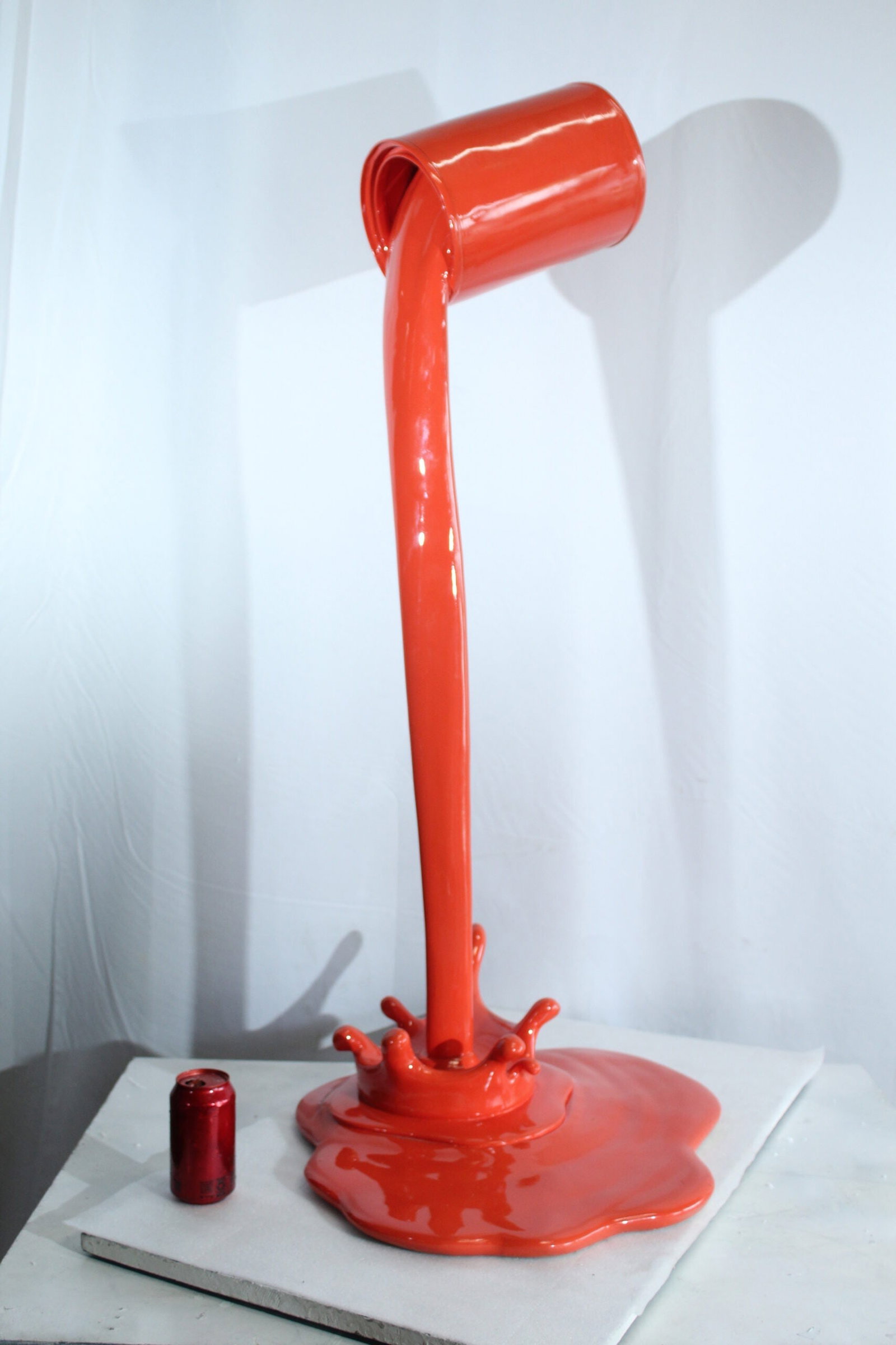Orange Pouring Paint Can Resin Sculpture – Bold Contemporary Art Decor for Home, Office & Gallery - 3