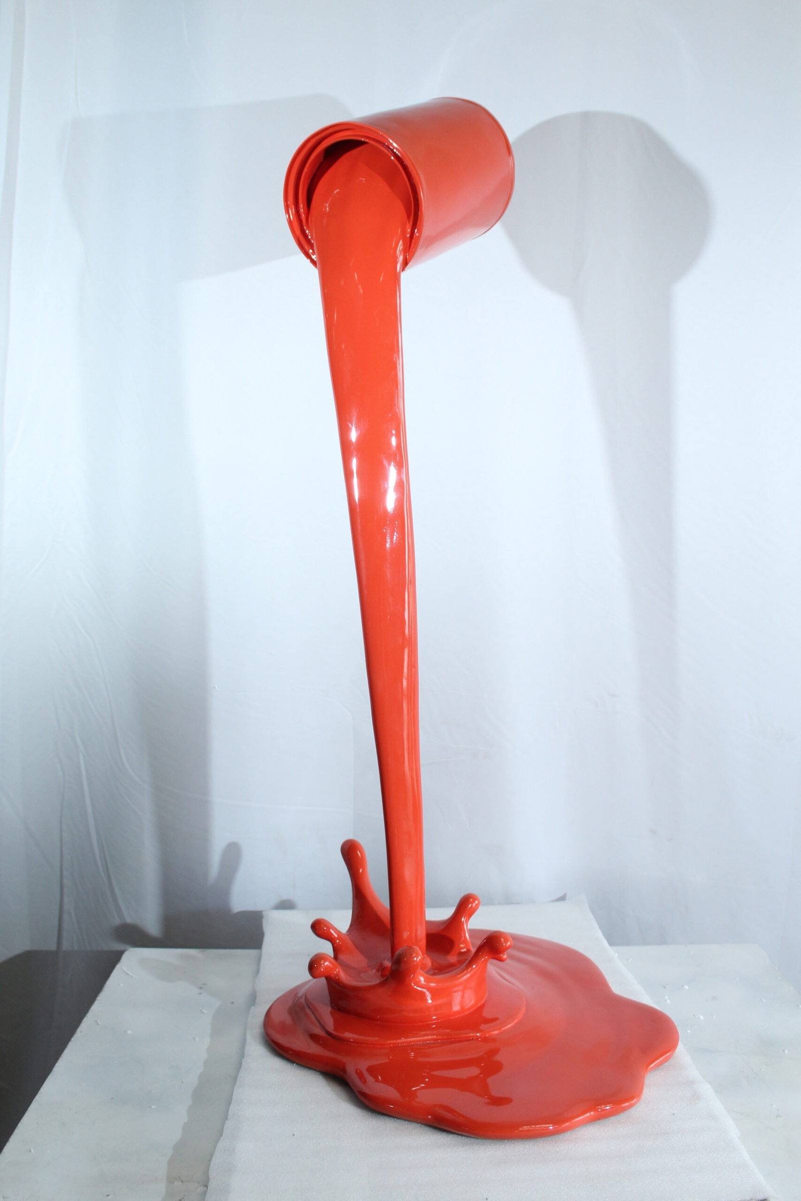 Orange Pouring Paint Can Resin Sculpture – Bold Contemporary Art Decor for Home, Office & Gallery - 4