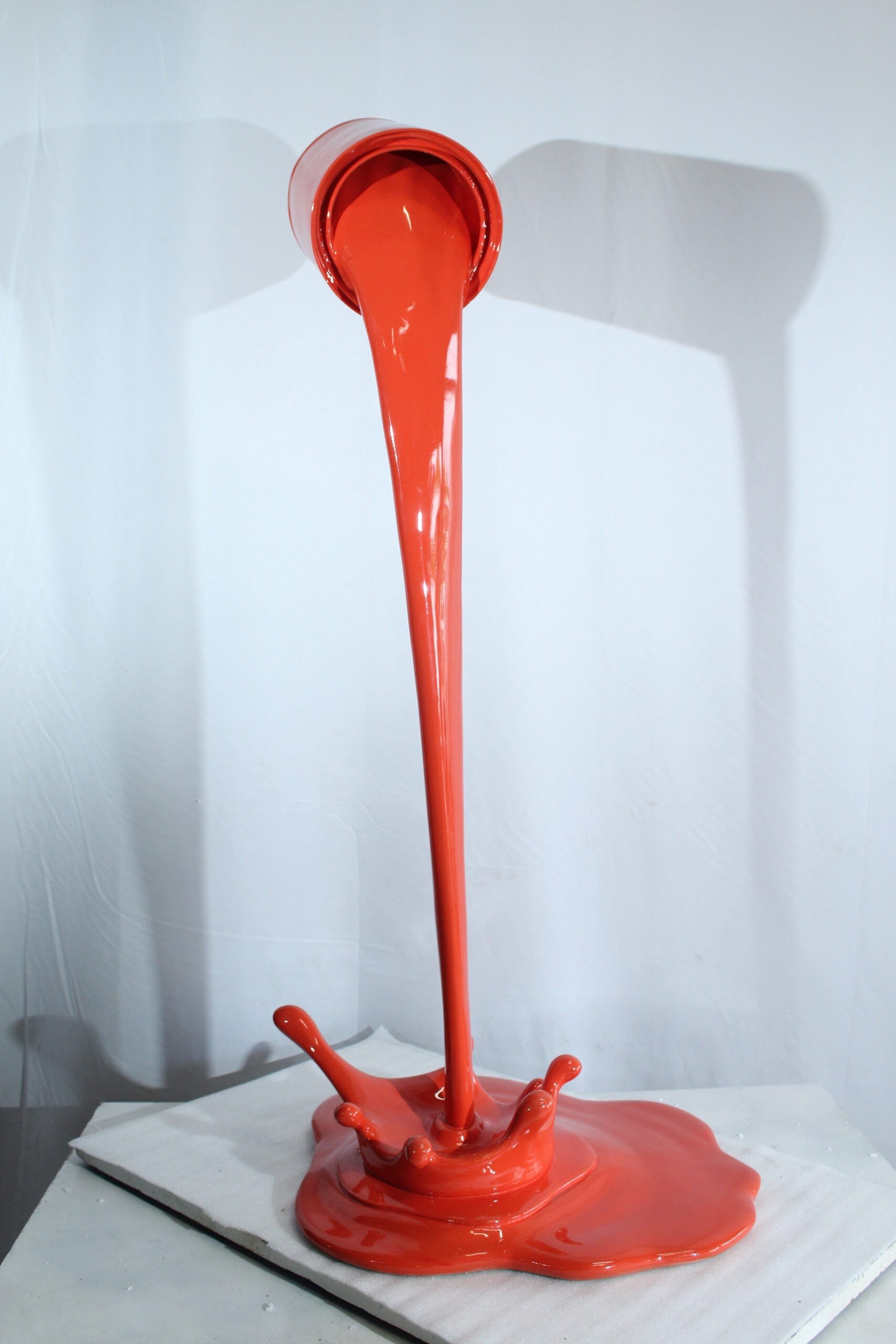 Orange Pouring Paint Can Resin Sculpture – Bold Contemporary Art Decor for Home, Office & Gallery - 5