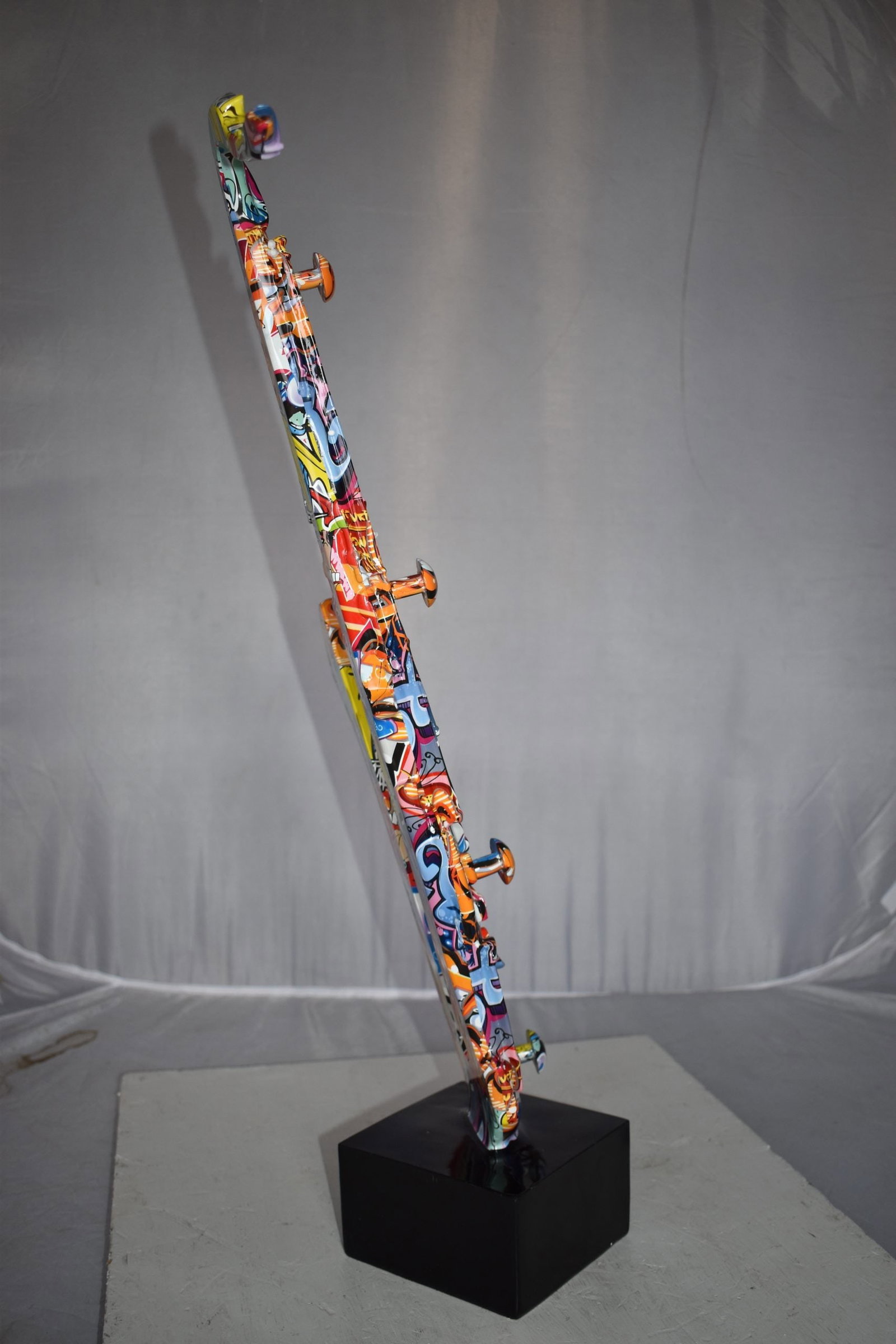 Modern Art Graffiti Saxophone Statue Made of Resin Size: 15" x 9" x 29"H - 7