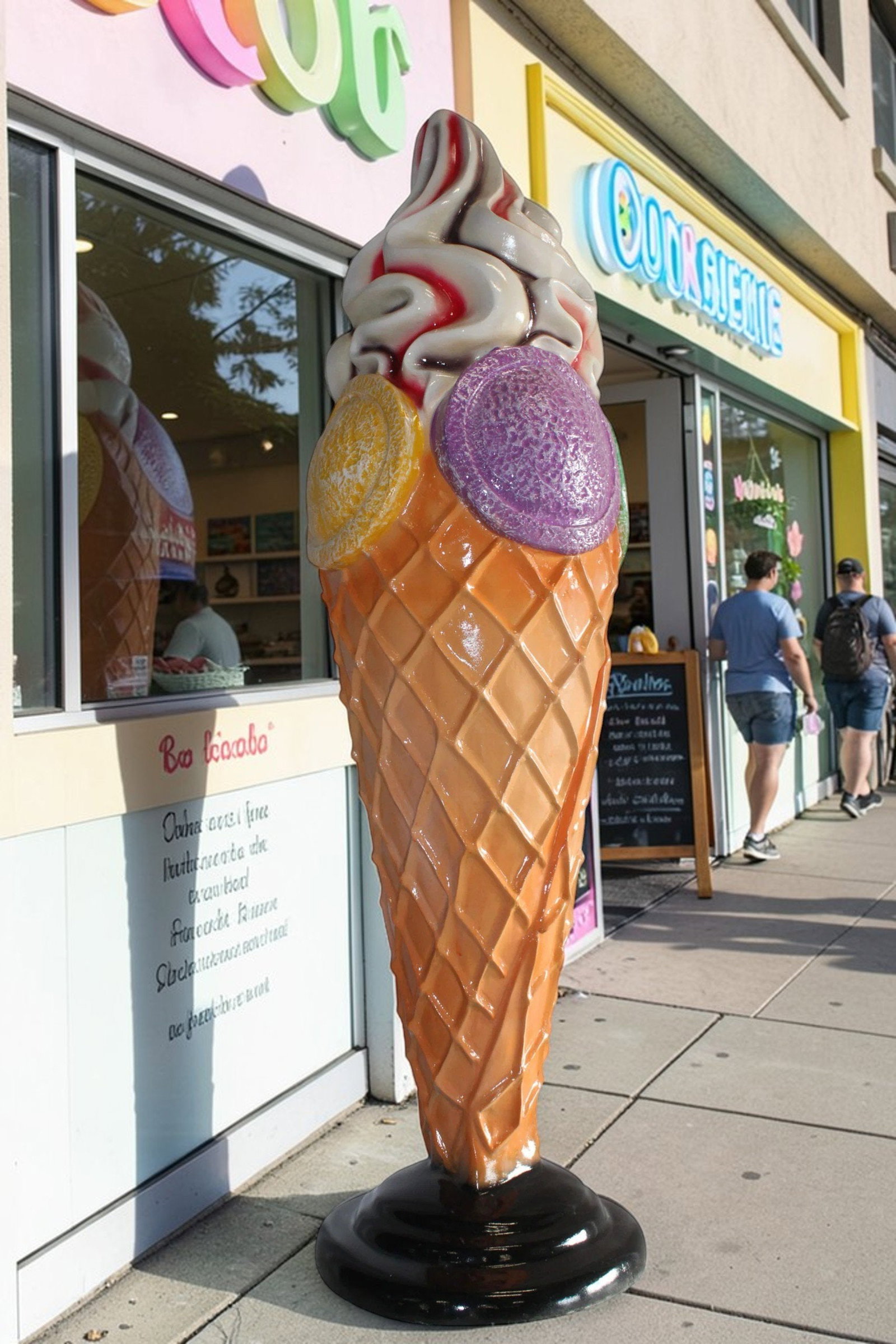 Giant Fiberglass Ice Cream Cone Statue, Sweet Delight 19" x 19" x 62"H - 2