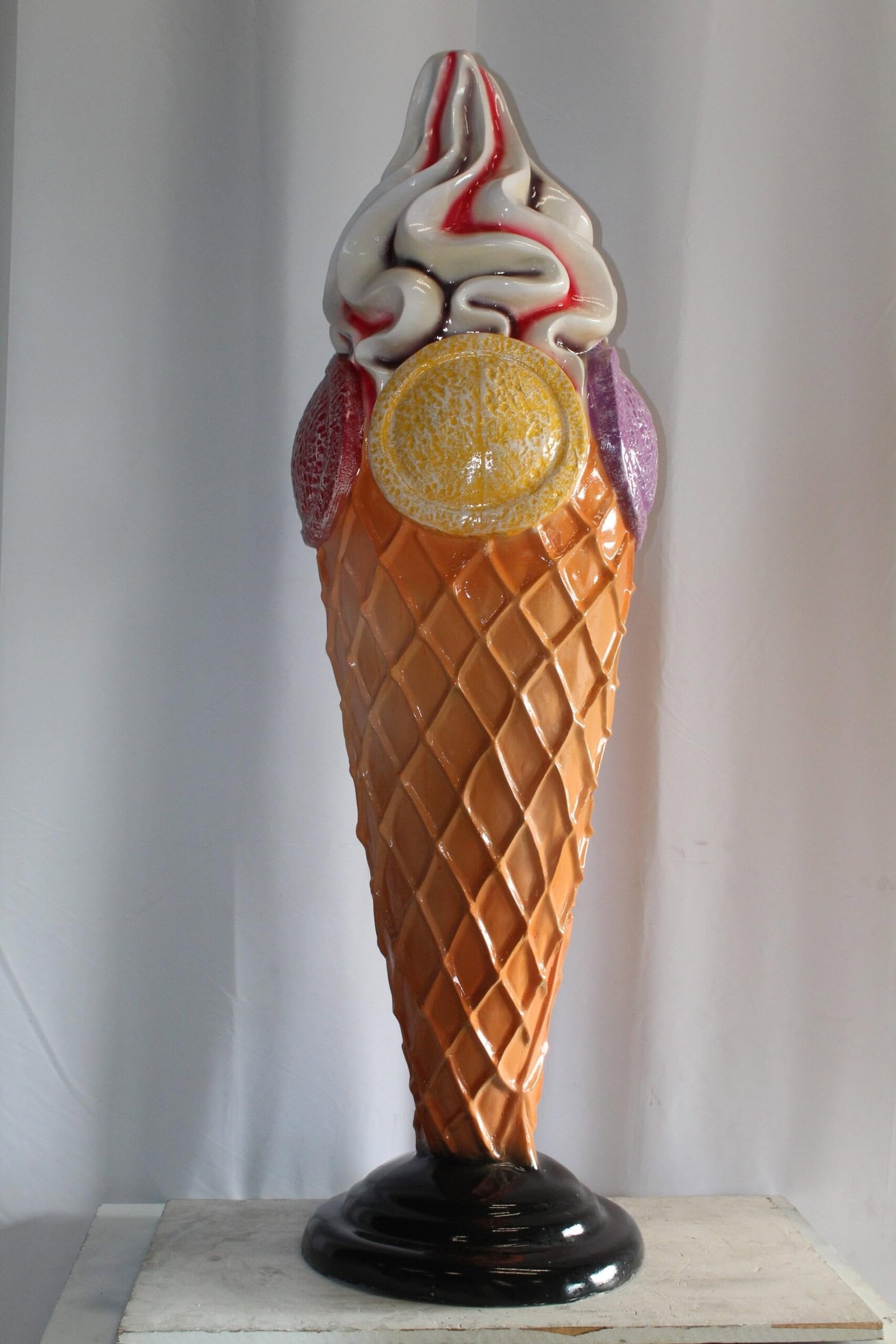Giant Fiberglass Ice Cream Cone Statue, Sweet Delight 19" x 19" x 62"H - 4