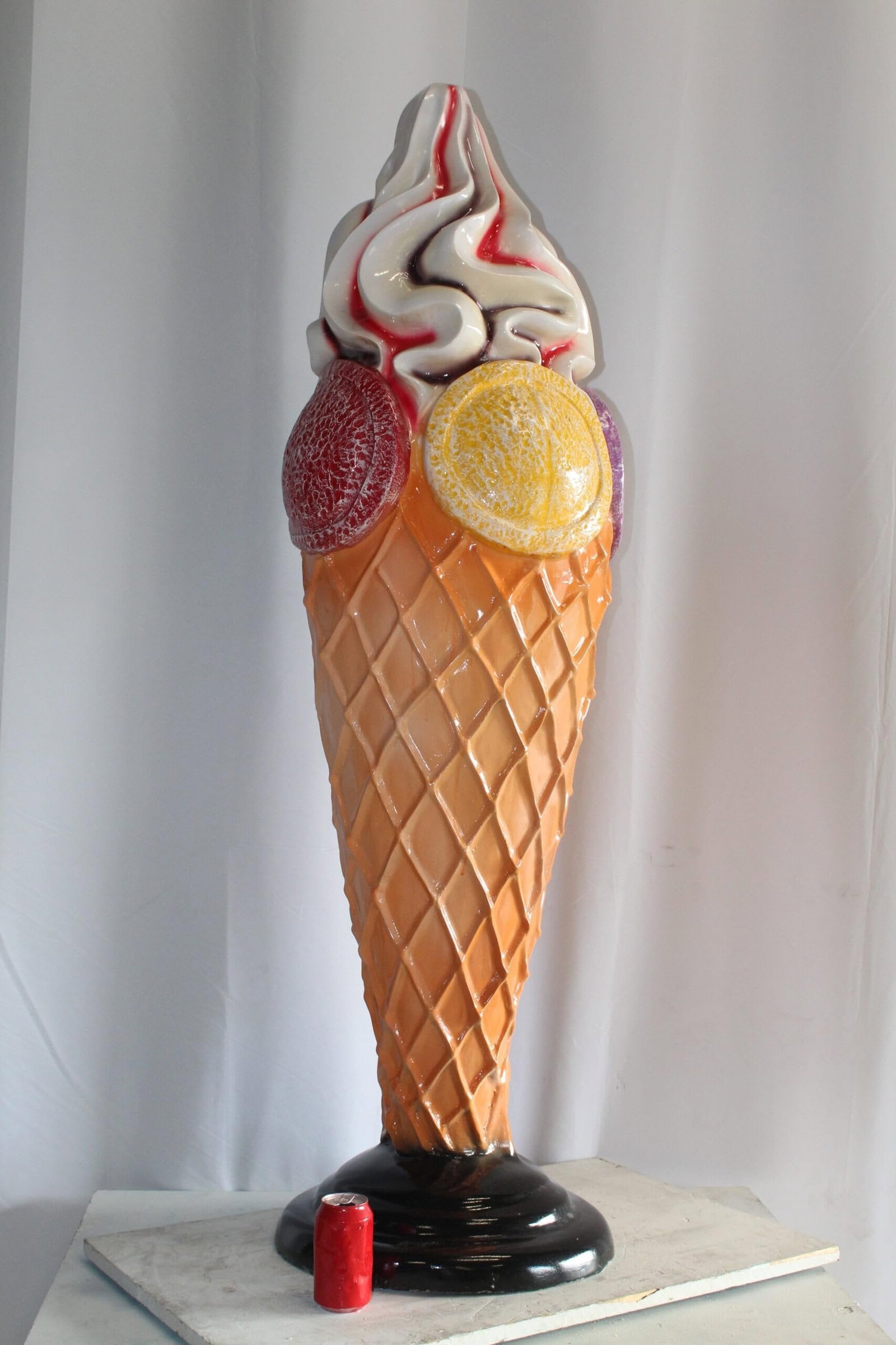 Giant Fiberglass Ice Cream Cone Statue, Sweet Delight 19" x 19" x 62"H - 5