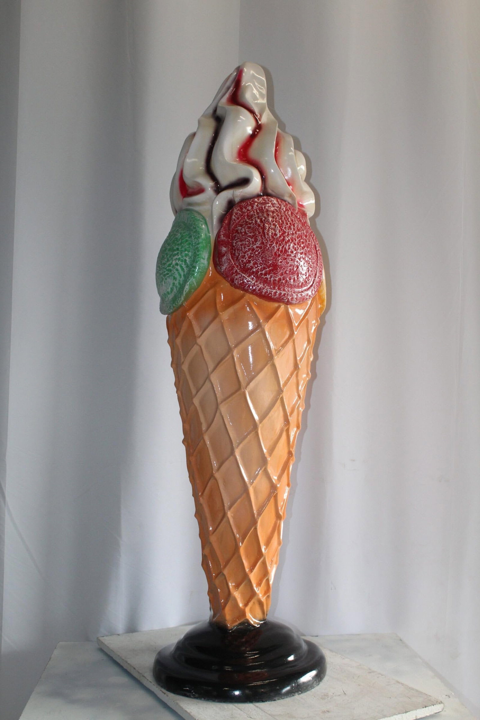 Giant Fiberglass Ice Cream Cone Statue, Sweet Delight 19" x 19" x 62"H - 7
