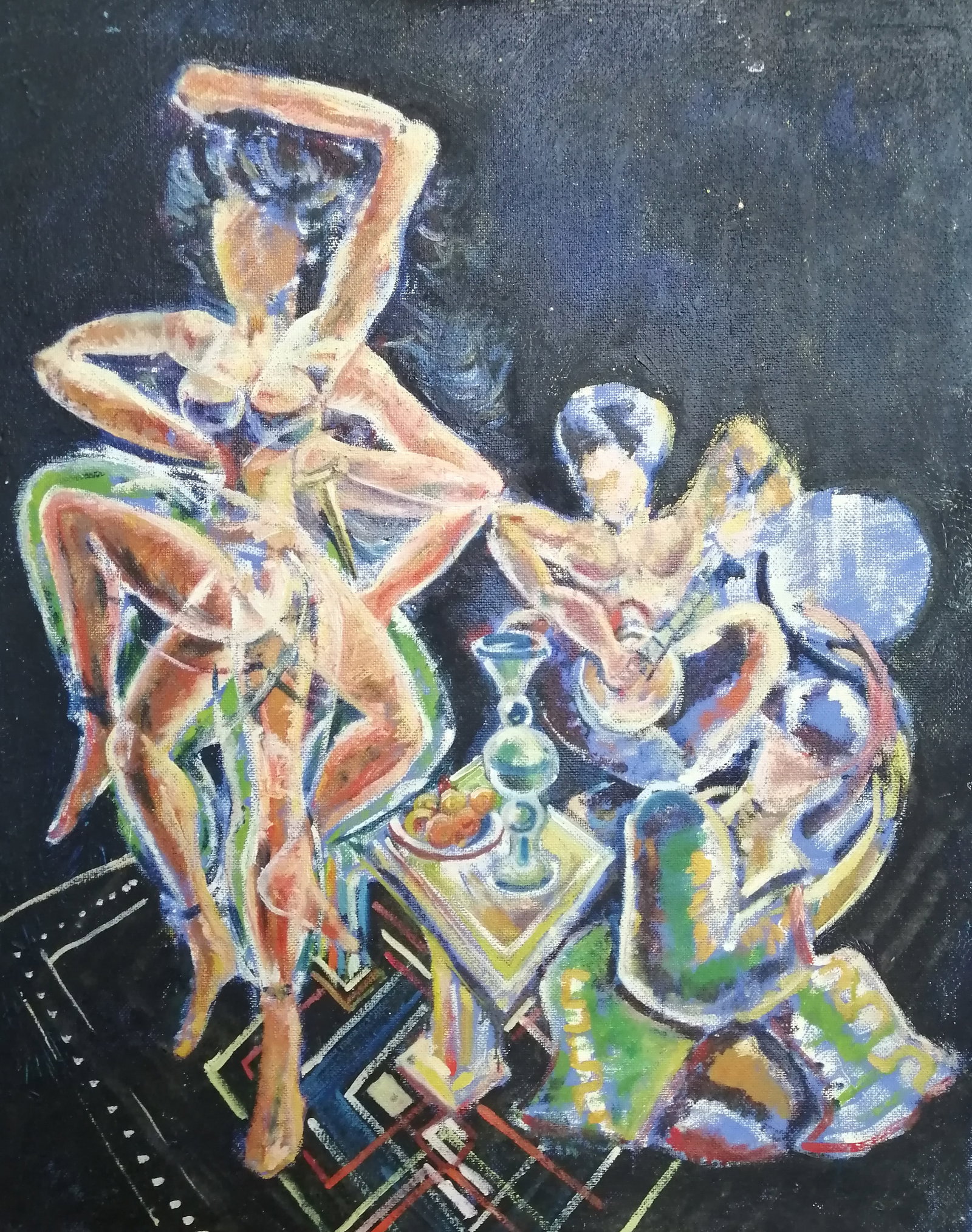 Oil painting People Vadim Os'onov: Title: Oil painting People Vadim Os'onov Description: 41AXE Painter: Os'onov Vadim Size: 80x62 cm/31.4x24.4 inch Components: oil, cardboard Original painting CONDITION: exellent ERA: 1990s Vadim