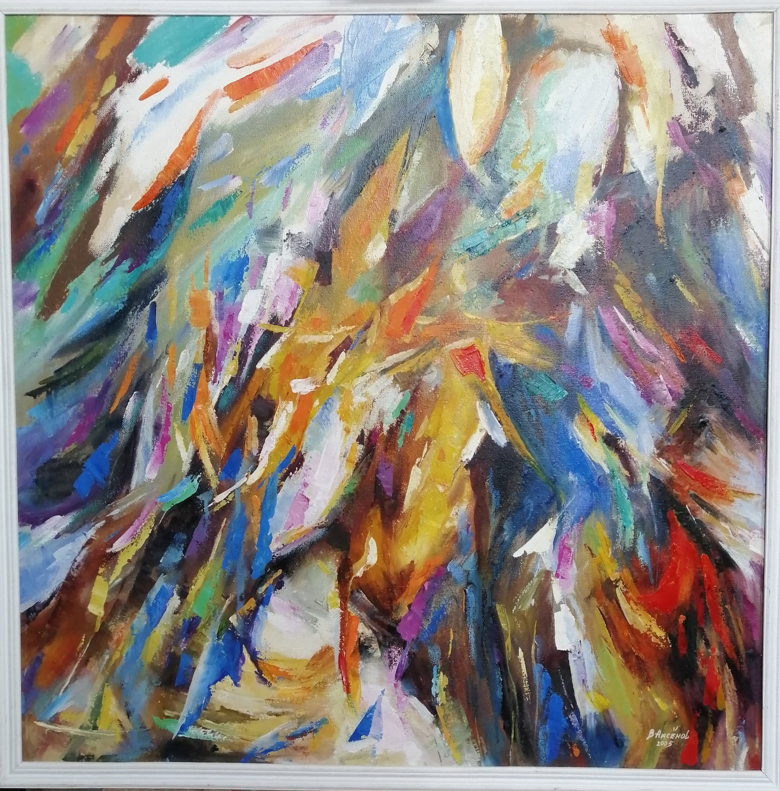 Oil painting Flowers Vadim Os'onov: Title: Oil painting Flowers Vadim Os'onov Description: 46AXE Painter: Os'onov Vadim Size: 70x70 cm/27.5x27.5 inch Components: oil, canvas Original painting CONDITION: exellent ERA: 2005 Vadim Os'onov 