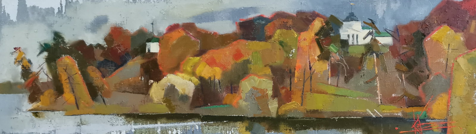 Abstract Oil painting Our land Oksana Kyrylenko: Title: Abstract Oil painting Our land Oksana Kyrylenko Description: 58KOR Painter: Oksana Kyrylenko Size: 35x115 cm/13.7x45.2 inches Components: oil, canvas Original painting from our collection ERA: 
