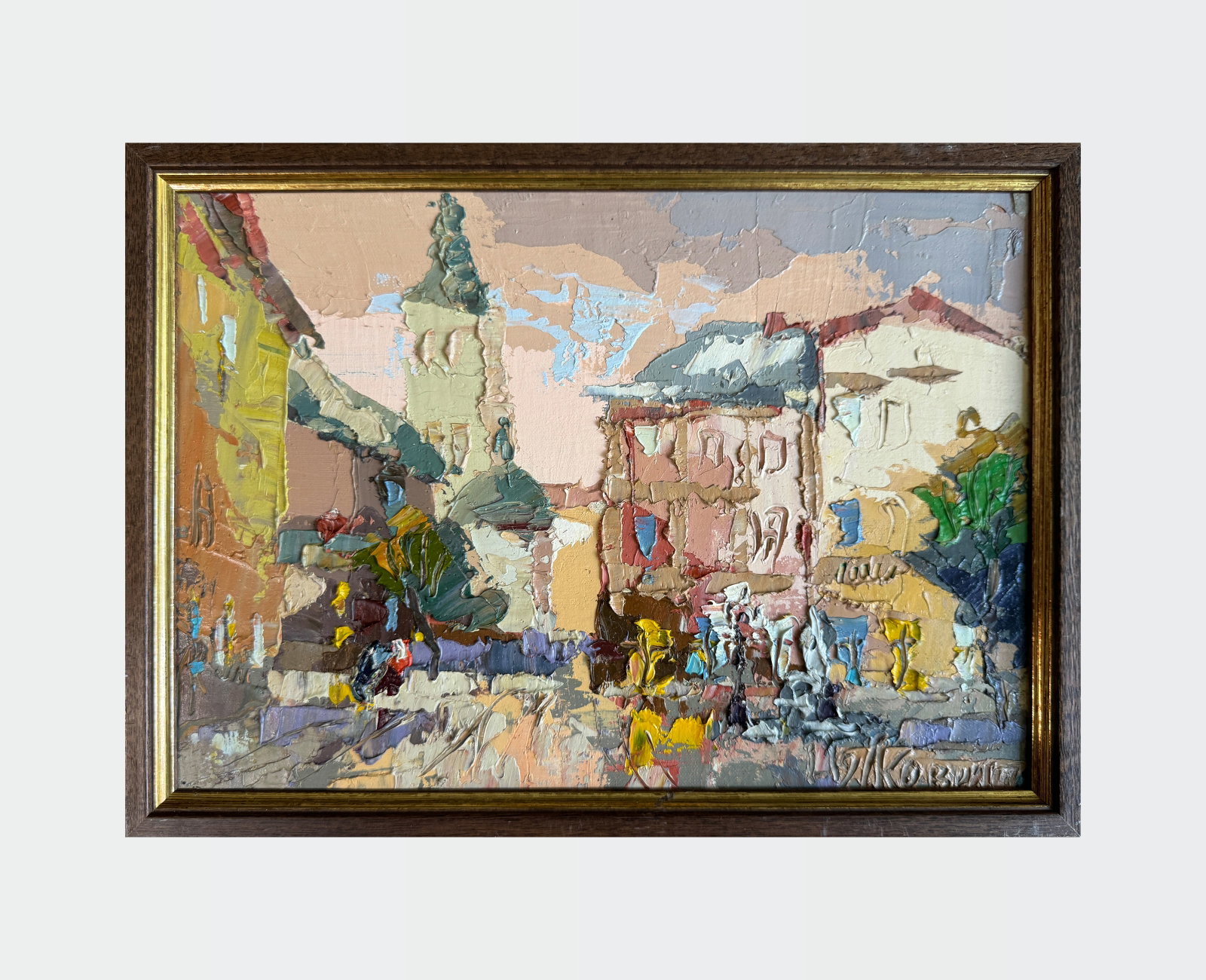 Oil painting with frame Lviv. Market K. Leonid - 2