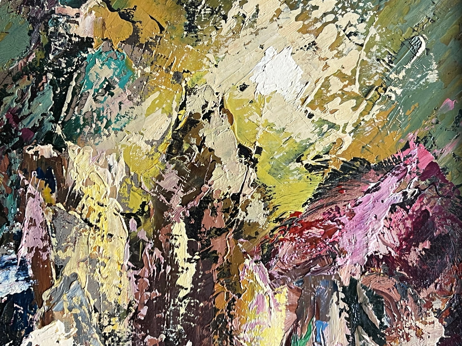 Abstract Oil painting with frame Night city K. Leonid - 3