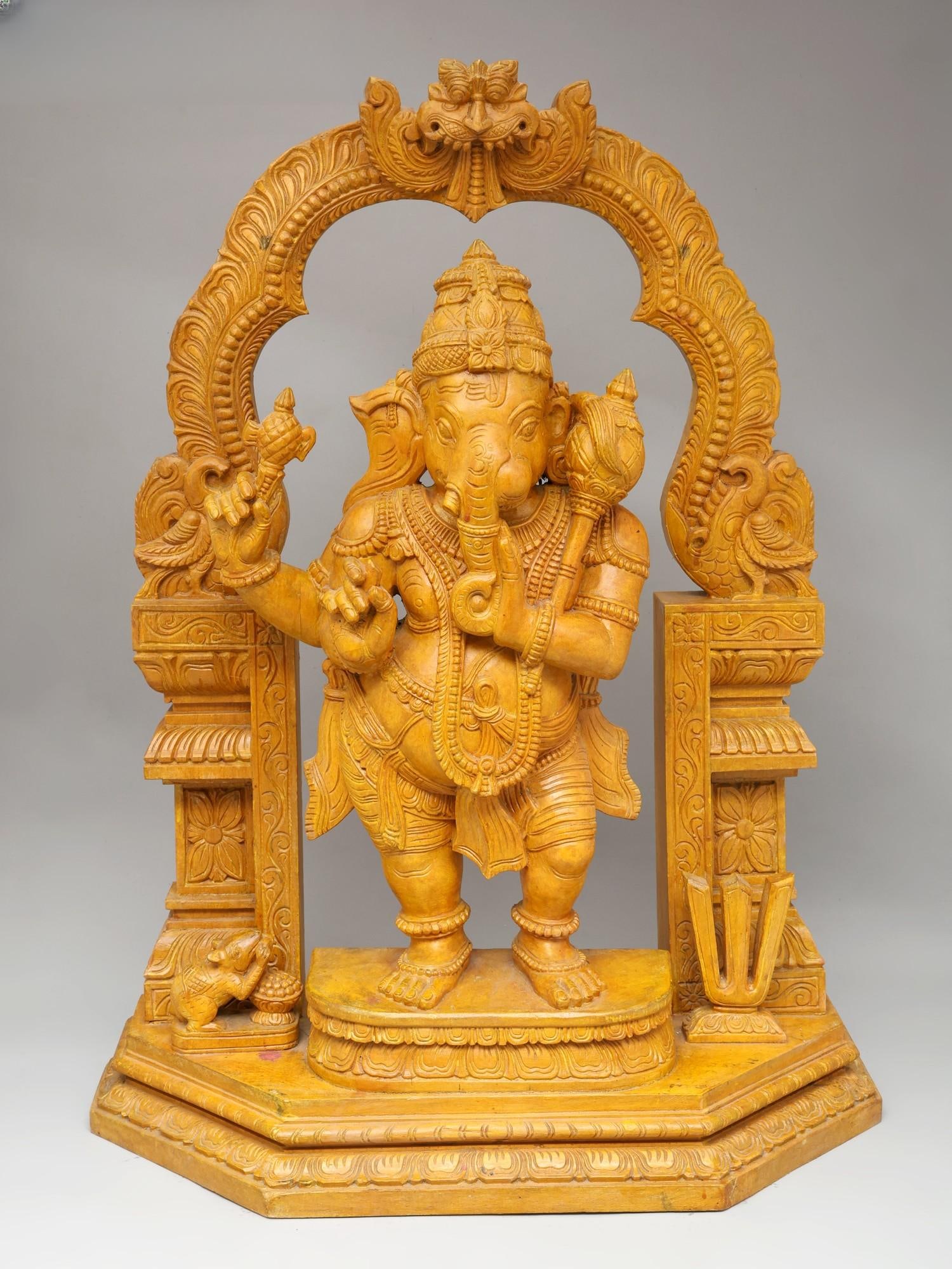 28" Adhyantha Prabhu (Half Ganesha Half Hanuman) / Wood Carving: Title: 28" Adhyantha Prabhu (Half Ganesha Half Hanuman) / Wood Carving Description: Additional Information: itemcode: DDO736 Reserve: $1,185.00 Shipping: Domestic: Shipping rates are determined by des