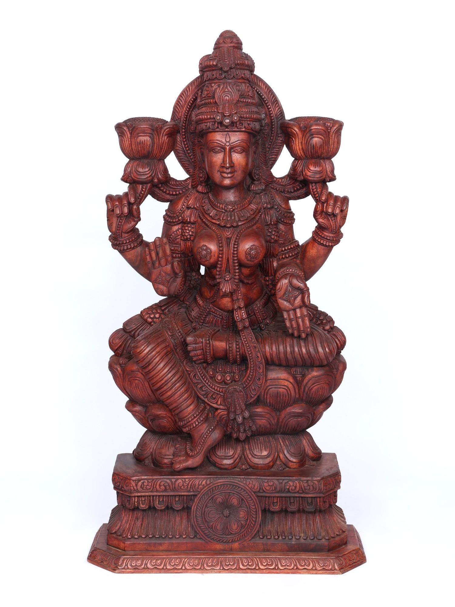 62" Large Four Armed Blessing Goddess Lakshmi / Wood Carving: Title: 62" Large Four Armed Blessing Goddess Lakshmi / Wood Carving Description: Additional Information: itemcode: DDO742 Reserve: $3,100.00 Shipping: Domestic: Shipping rates are determined by destin