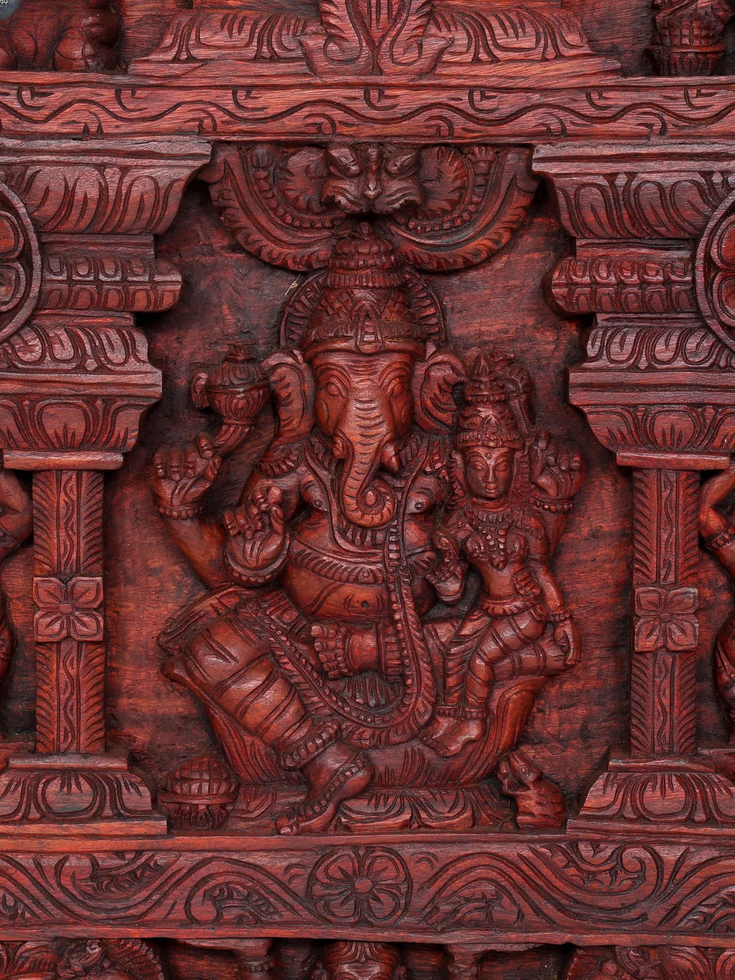 72" Large Bhagawan Ganesha Panel / Wood Carving - 2
