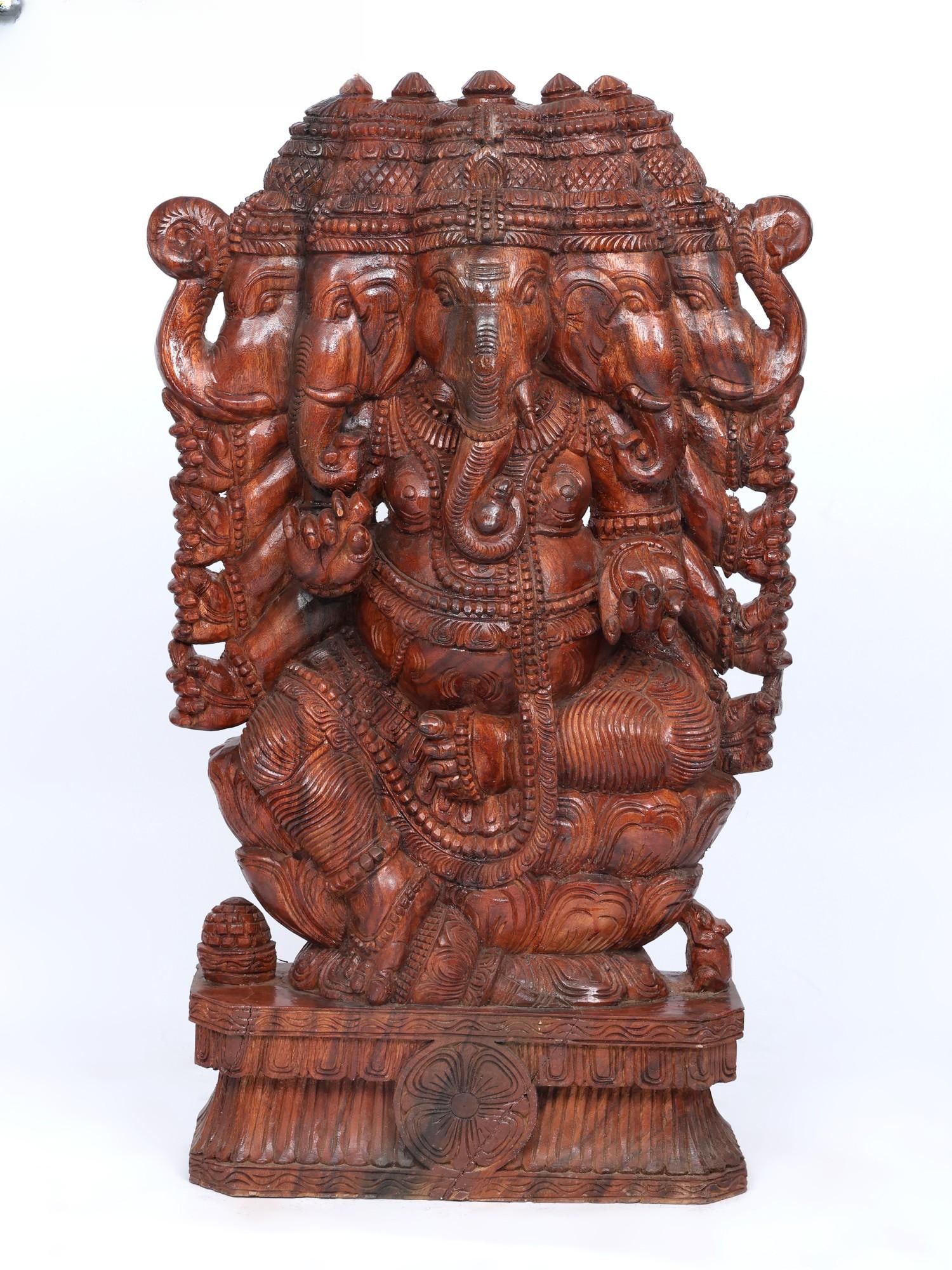 48" Ten Hands Panchamukhi Lord Ganesha / Wood Carving: Title: 48" Ten Hands Panchamukhi Lord Ganesha / Wood Carving Description: Additional Information: itemcode: DDO760 Reserve: $2,375.00 Shipping: Domestic: Shipping rates are determined by destination I