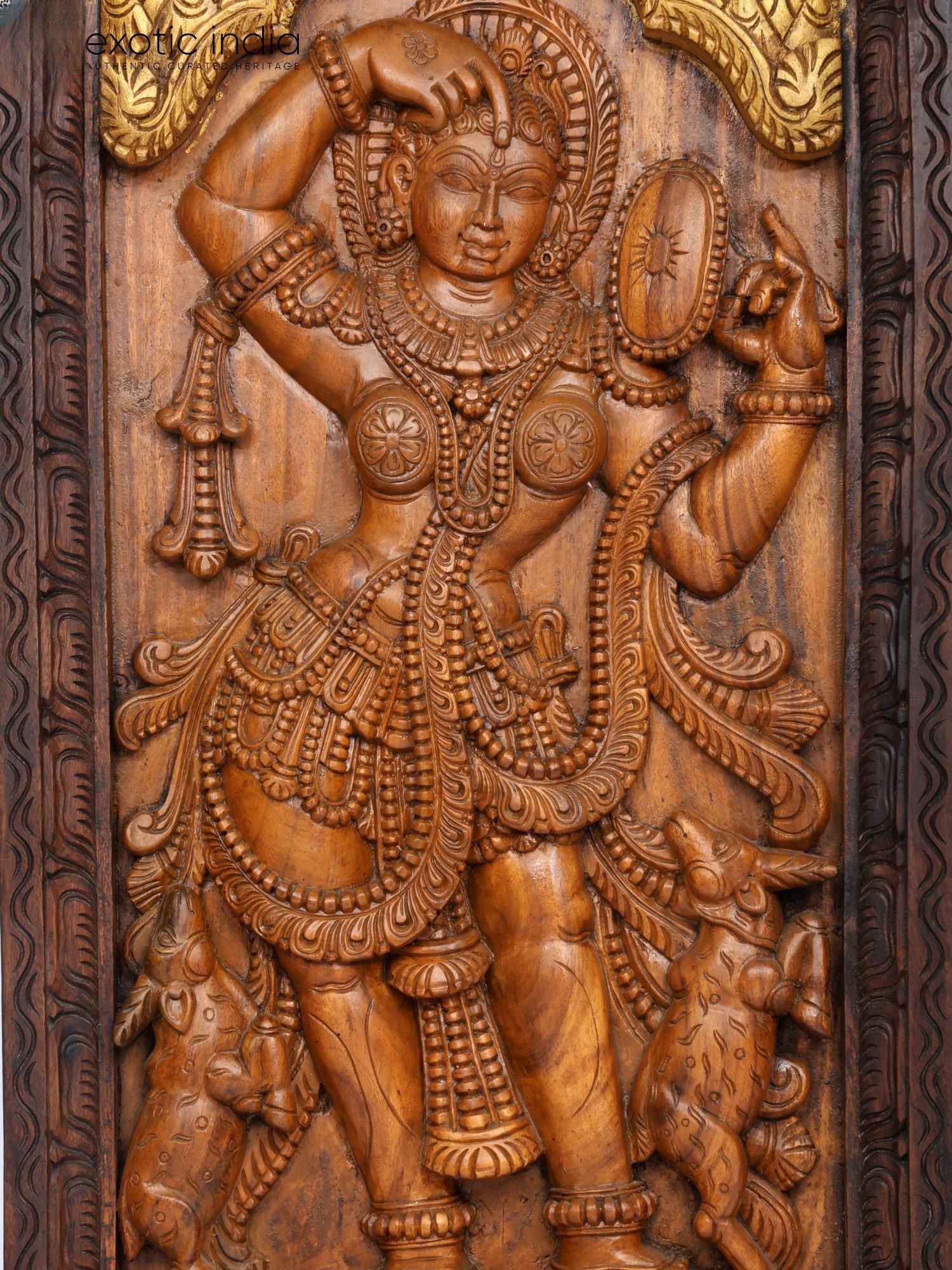 55" Large Mirror Lady Panel / Wood Carving - 2