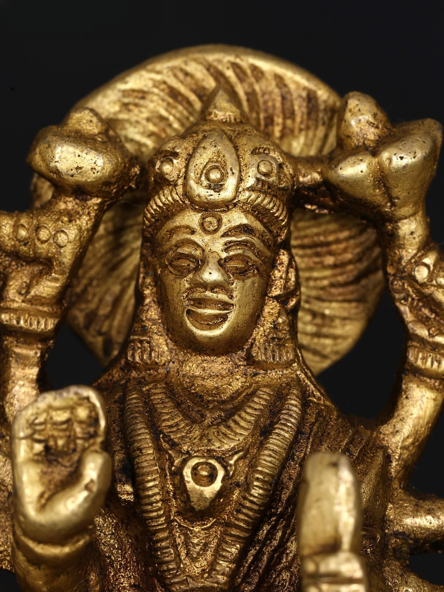 3" Small Sherawali Maa / Brass Statue - 2