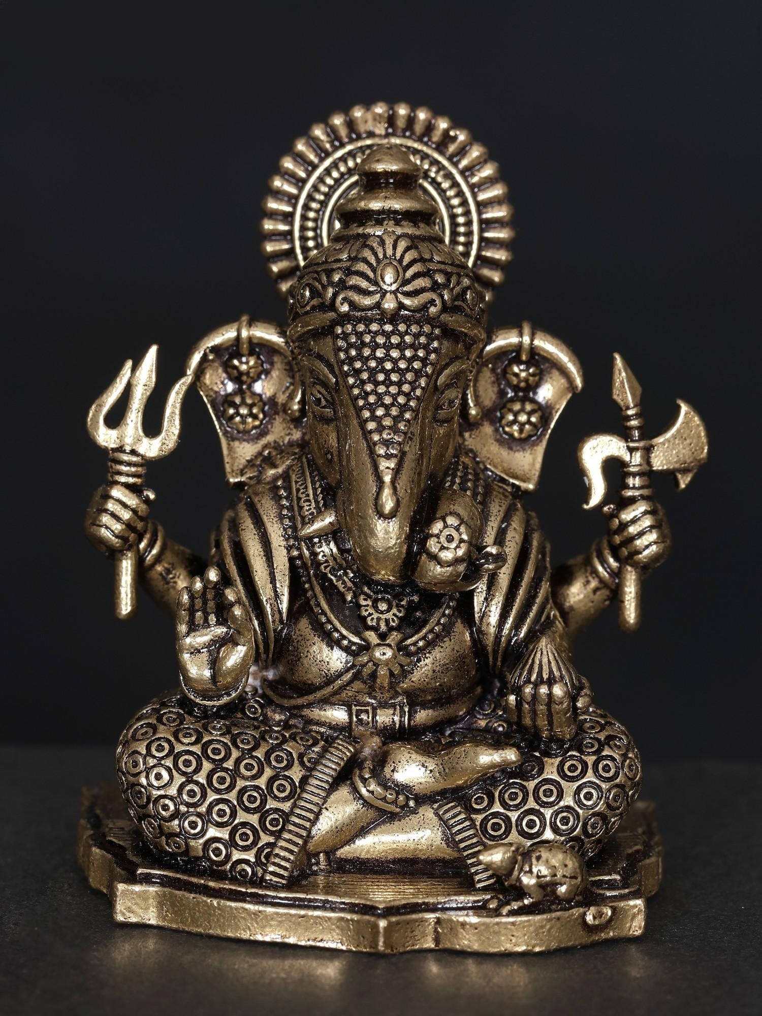 2" Small Superfine Sitting Lord Ganesha / Brass Statue: Title: 2" Small Superfine Sitting Lord Ganesha / Brass Statue Description: Additional Information: itemcode: DDO773 Reserve: $36.00 Shipping: Domestic: Shipping rates are determined by destination Int