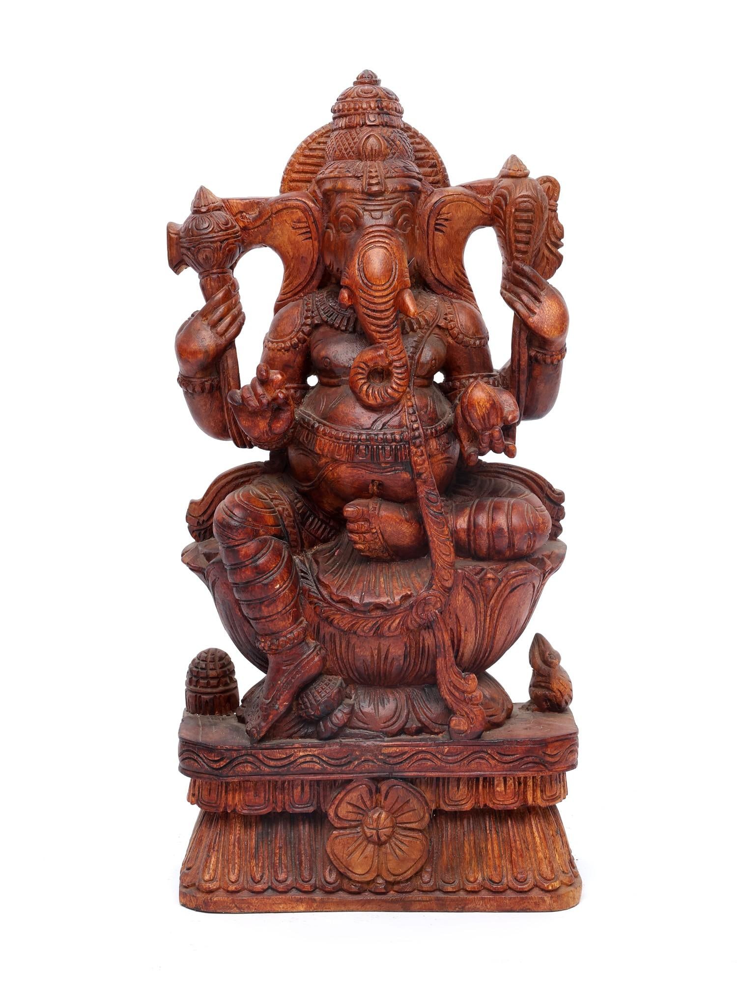 24" Chaturbhuja Lord Ganesha Statue / Wood Carving: Title: 24" Chaturbhuja Lord Ganesha Statue / Wood Carving Description: Additional Information: itemcode: DDO781 Reserve: $512.00 Shipping: Domestic: Shipping rates are determined by destination Intern