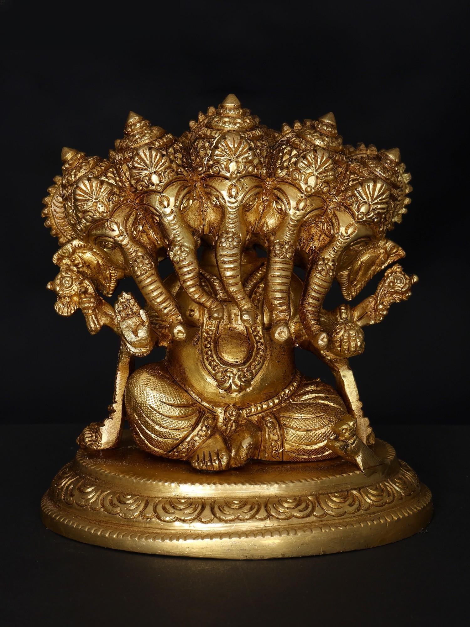 4" Small Sitting Panchamukh Lord Ganesha / Brass Statue: Title: 4" Small Sitting Panchamukh Lord Ganesha / Brass Statue Description: Additional Information: itemcode: DDO899 Reserve: $119.00 Shipping: Domestic: Shipping rates are determined by destination I
