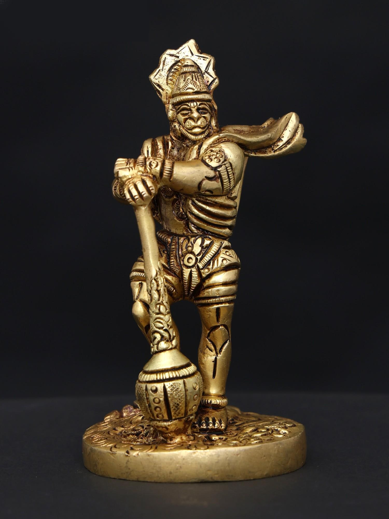 4" Small Mahabali Hanuman / Brass Statue (1 of 2)