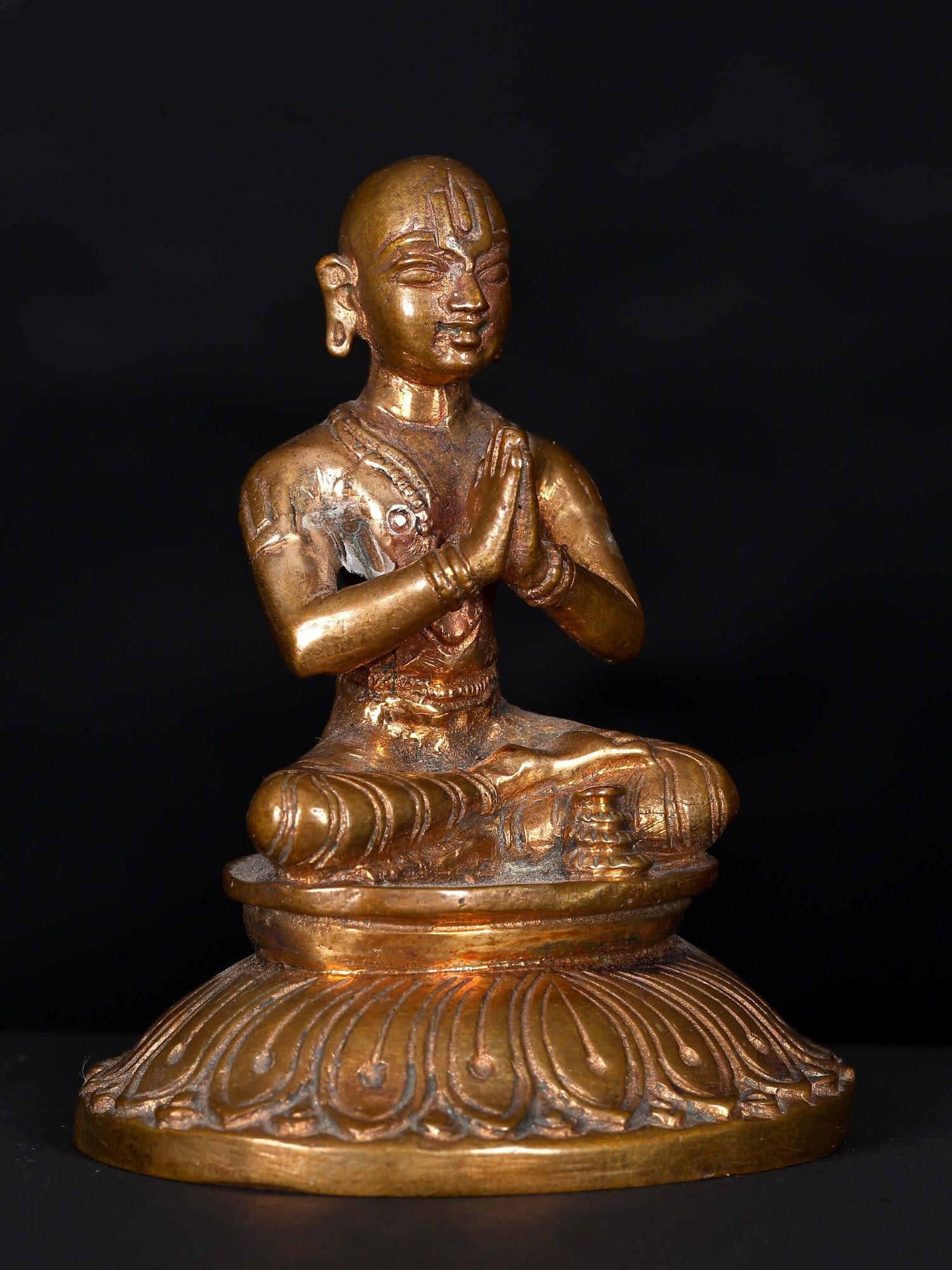 3" Small Swami Ramanujacharya / Bronze Statue - 2