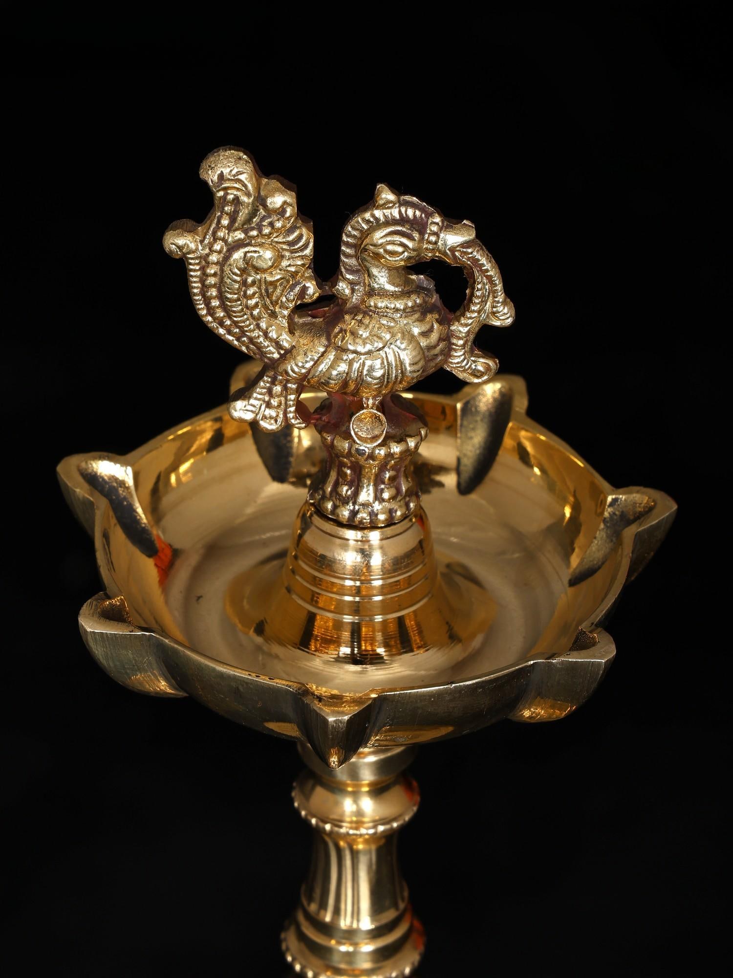 9" Small Peacock Lamp in Brass - 2