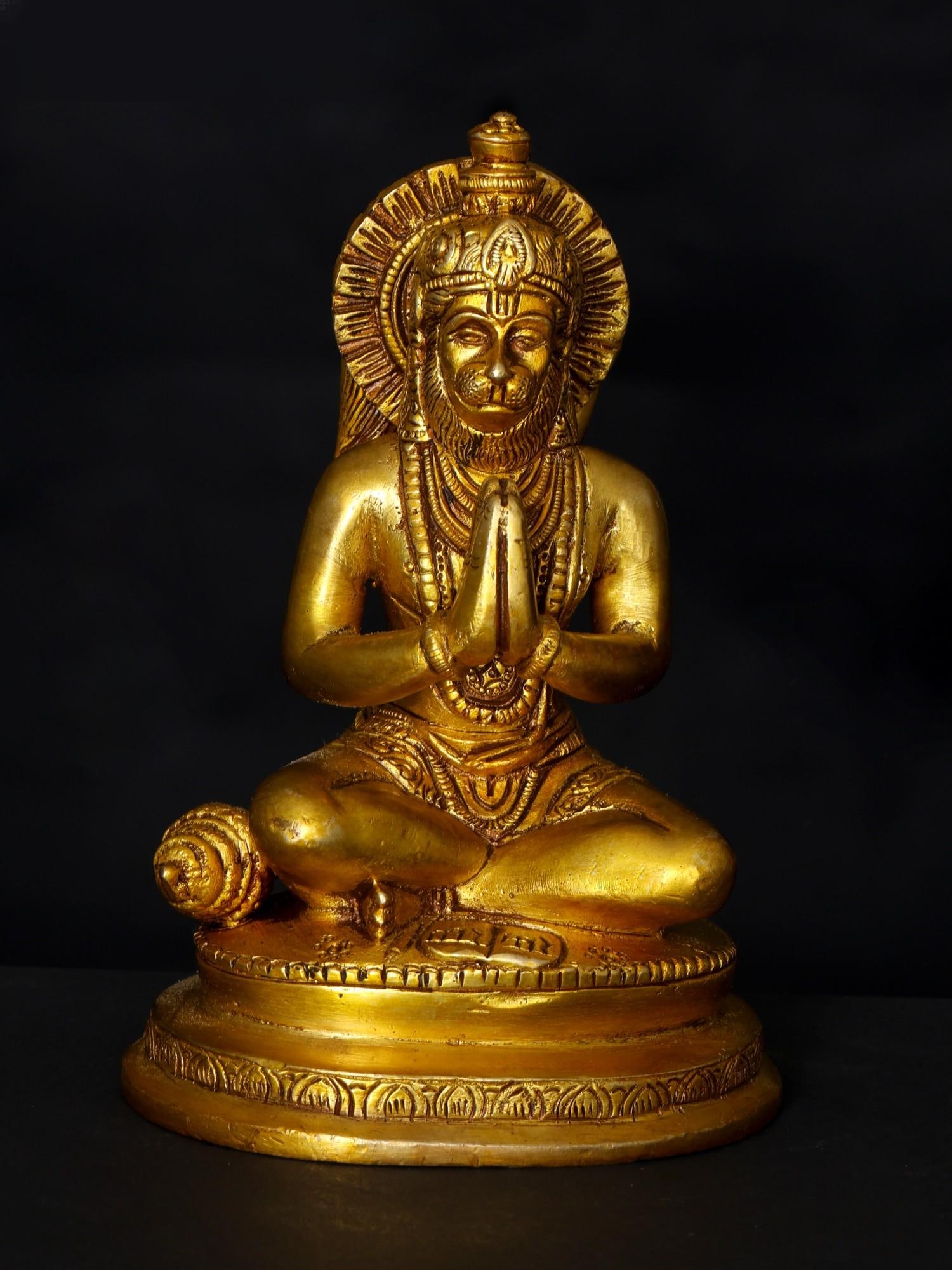 6" Small Lord Hanuman in Namaskar Mudra / Brass Statue: Title: 6" Small Lord Hanuman in Namaskar Mudra / Brass Statue Description: Additional Information: itemcode: DDO948 Reserve: $98.00 Shipping: Domestic: Shipping rates are determined by destination Int