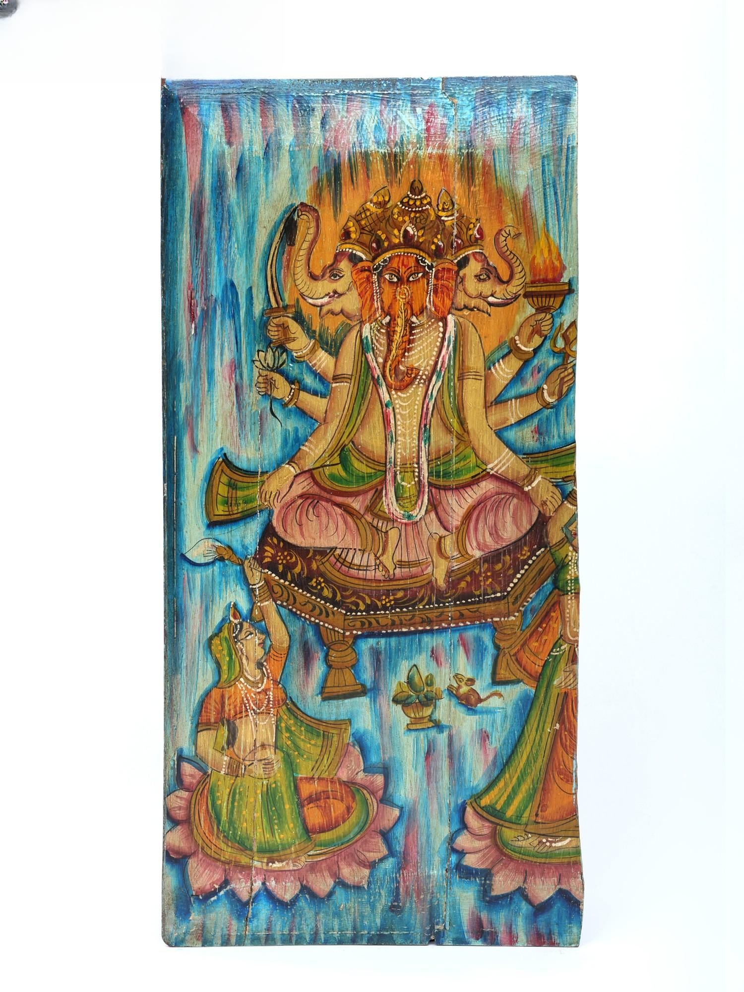24" Lord Ganesha Hand-Painted Wood Panel / Wall Hanging: Title: 24" Lord Ganesha Hand-Painted Wood Panel / Wall Hanging Description: Additional Information: itemcode: DDO952 Reserve: $206.00 Shipping: Domestic: Shipping rates are determined by destination