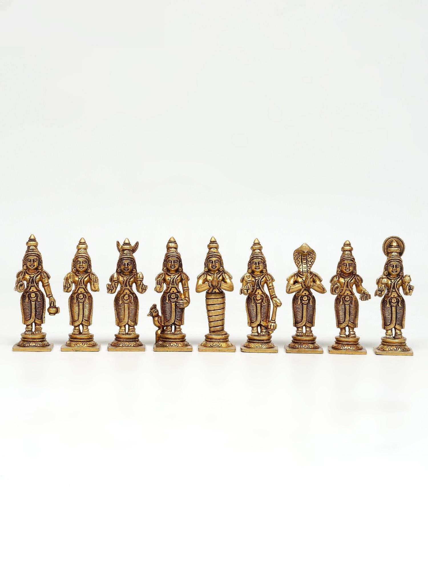 4" Small Navagrah Statues in Brass: Title: 4" Small Navagrah Statues in Brass Description: Additional Information: itemcode: DDO965 Reserve: $212.00 Shipping: Domestic: Shipping rates are determined by destination International: Foreign