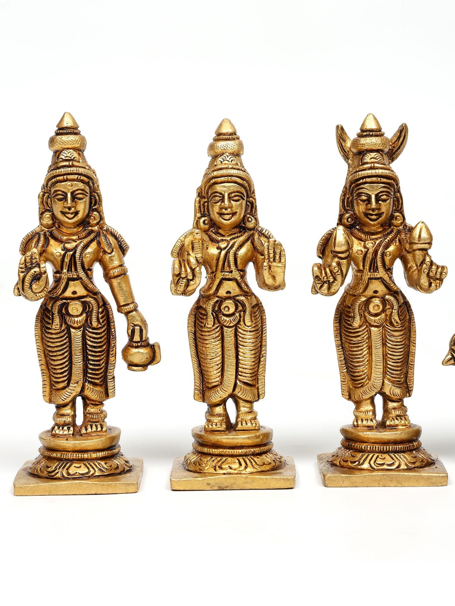 4" Small Navagrah Statues in Brass - 2