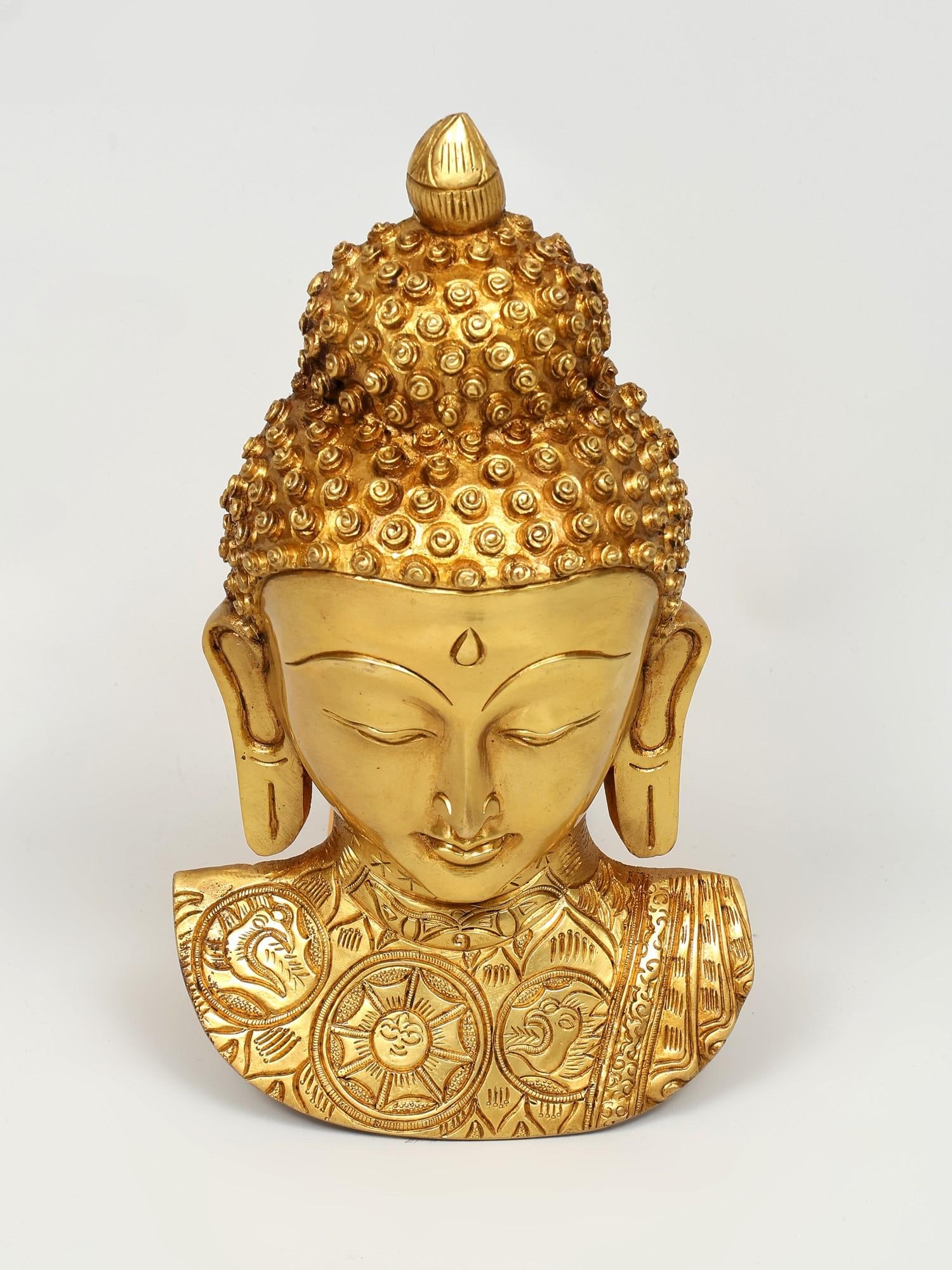 11" Wall Hanging Buddha Bust / Brass Statue (1 of 2)