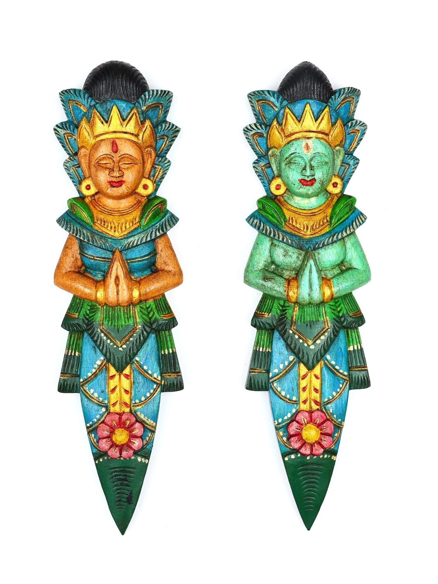 18" Ram Sita Wall Hangings / Wood Carved Statues (1 of 2)