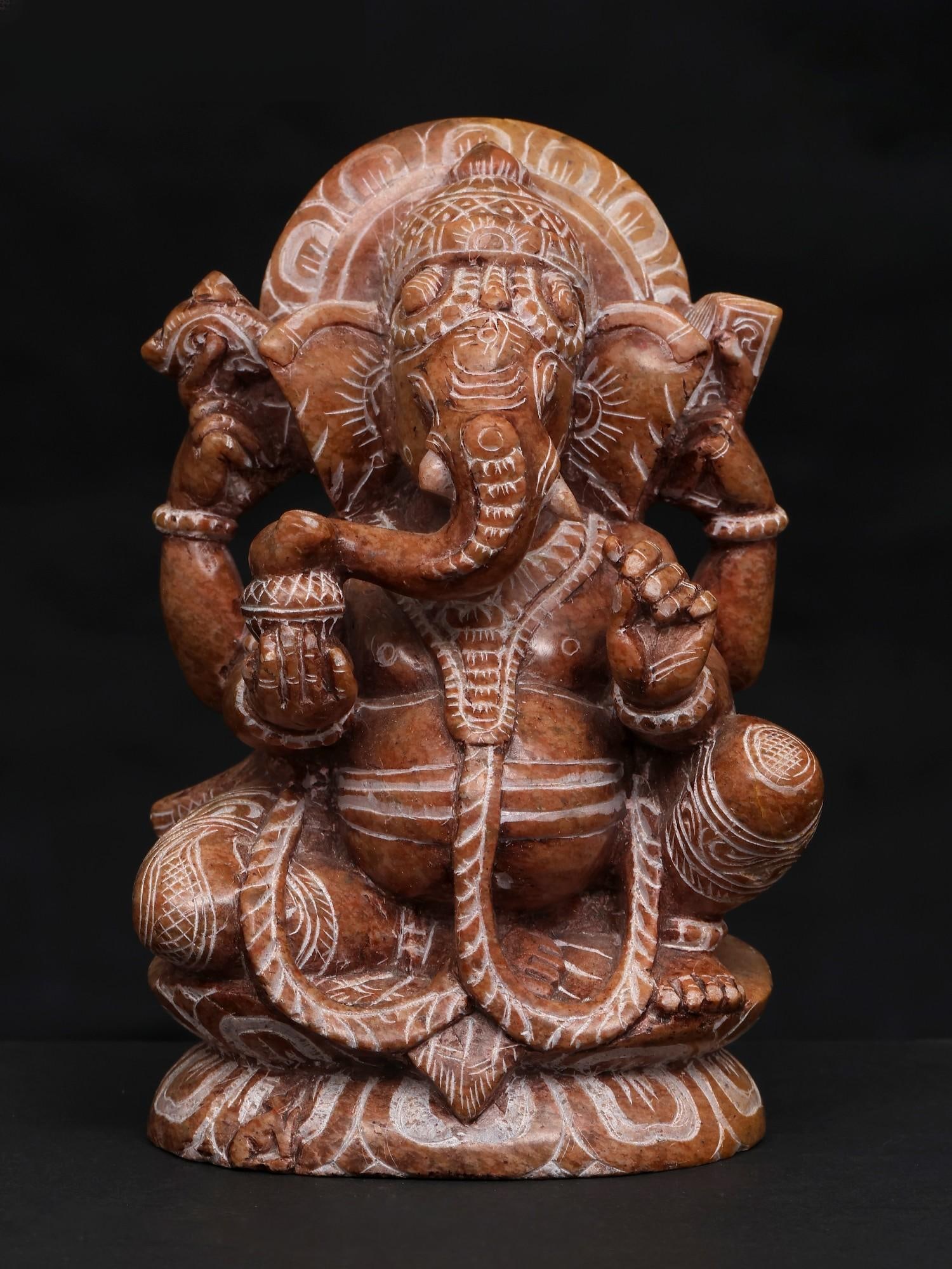 6" Small Chaturbhuja Lord Ganesha / Sand Stone Statue / Made in Orissa: Title: 6" Small Chaturbhuja Lord Ganesha / Sand Stone Statue / Made in Orissa Description: Additional Information: itemcode: DDO995 Reserve: $150.00 Shipping: Domestic: Shipping rates are determined