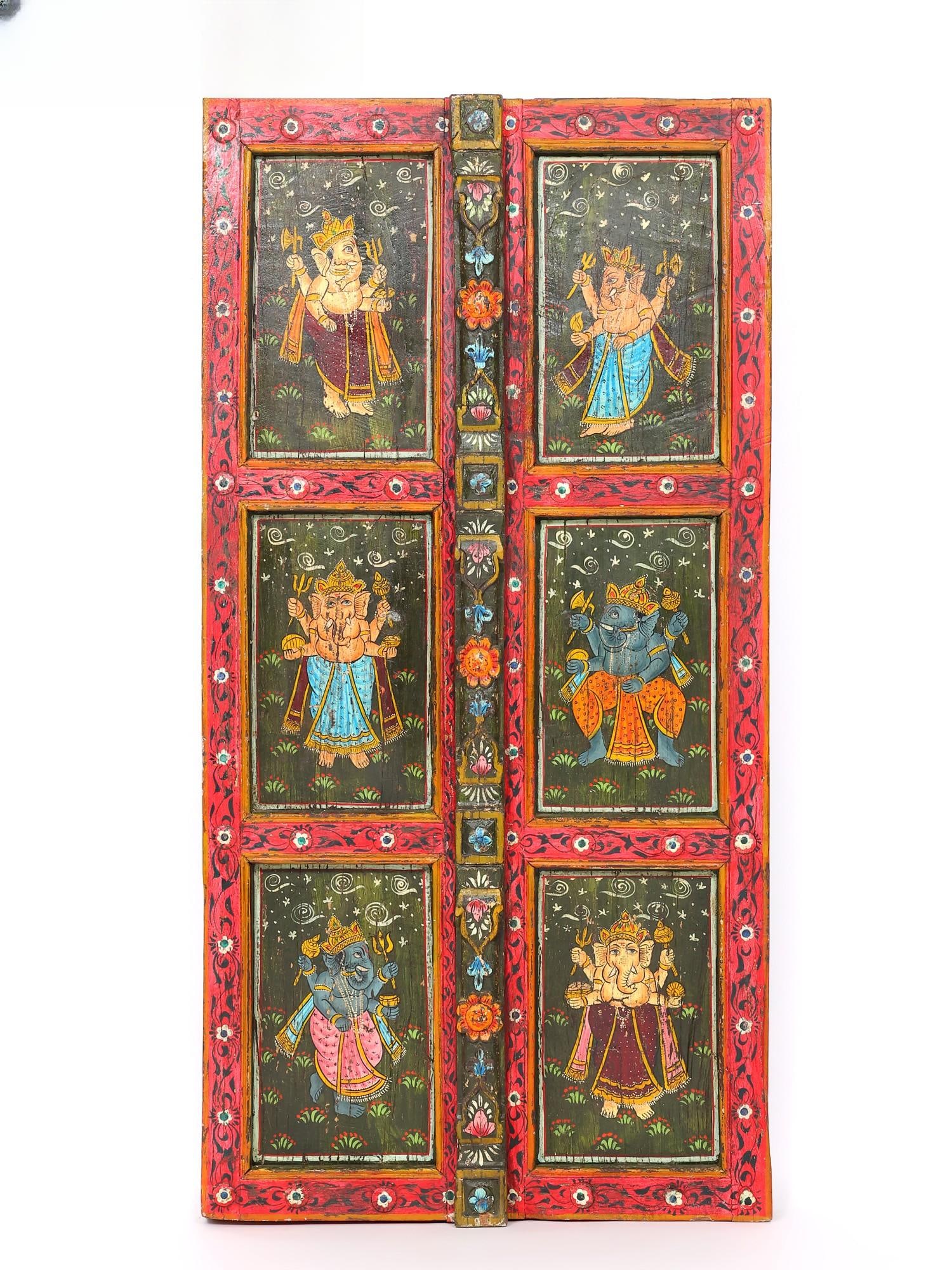 58" Large Hand-Painted Ganesha Door Design Wall Hanging Panel / Wood Carving: Title: 58" Large Hand-Painted Ganesha Door Design Wall Hanging Panel / Wood Carving Description: Additional Information: itemcode: DDP014 Reserve: $823.00 Shipping: Domestic: Shipping rates are determ