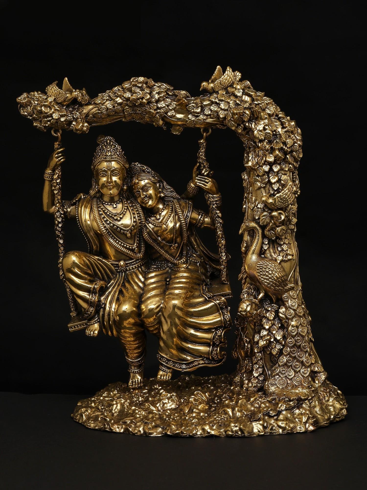 Superfine Radha Krishna on a Swing / Brass Statue: Title: Superfine Radha Krishna on a Swing / Brass Statue Description: Additional Information: itemcode: DDP056 Reserve: $264.00 Shipping: Domestic: Shipping rates are determined by destination Interna