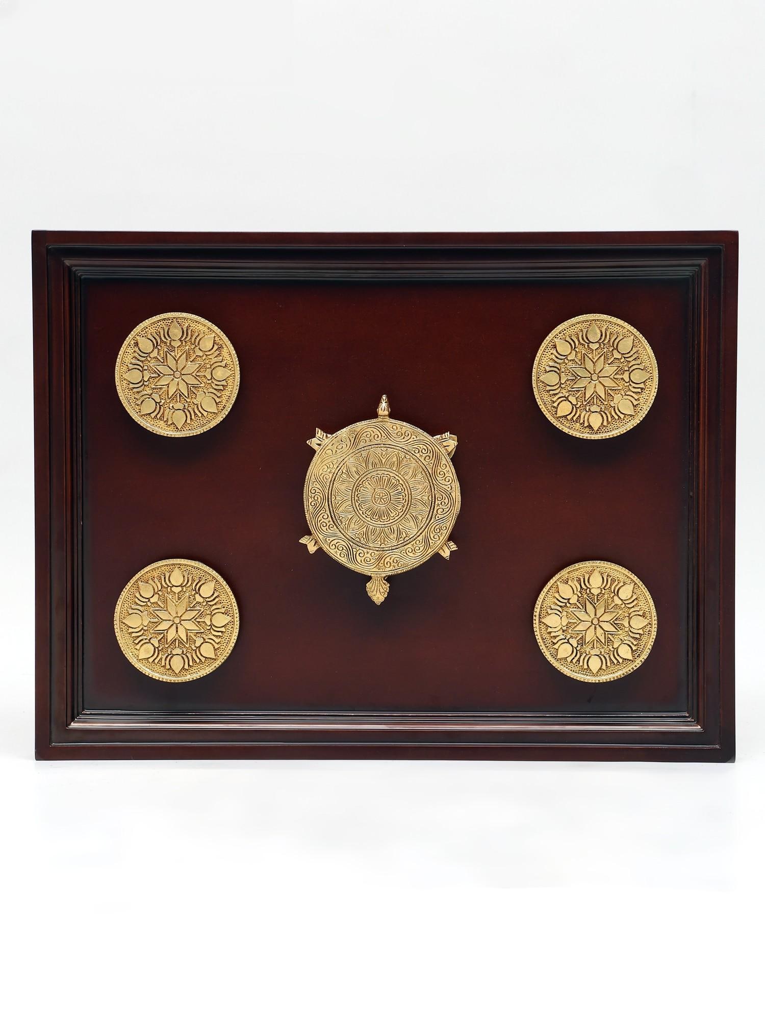 20" Wood Framed Brass Tortoise with Lotuses / Wall Hanging: Title: 20" Wood Framed Brass Tortoise with Lotuses / Wall Hanging Description: Additional Information: itemcode: DDP058 Reserve: $233.00 Shipping: Domestic: Shipping rates are determined by destinatio